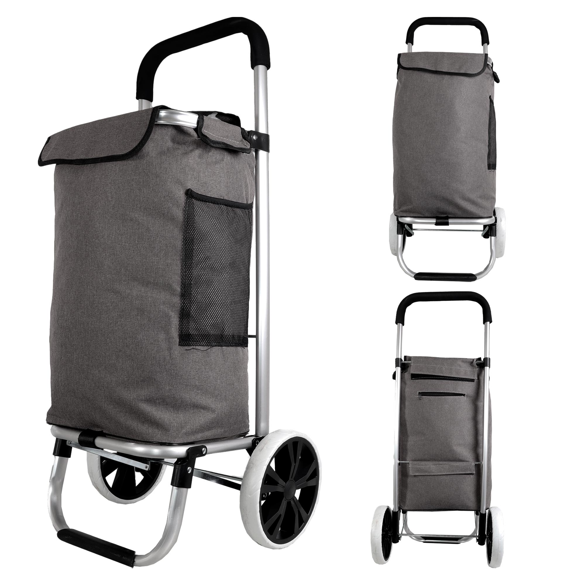6955 GREY 2 WHEEL SHOPPING TROLLEY
