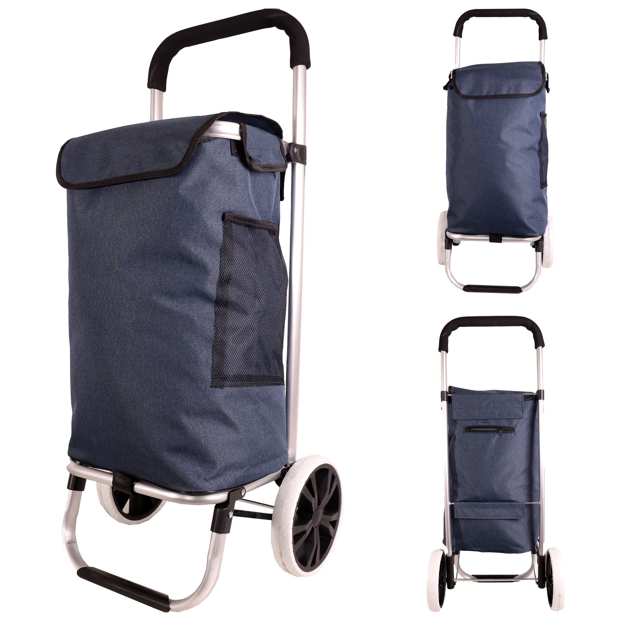 6955 NAVY BLUE 2 WHEEL SHOPPING TROLLEY