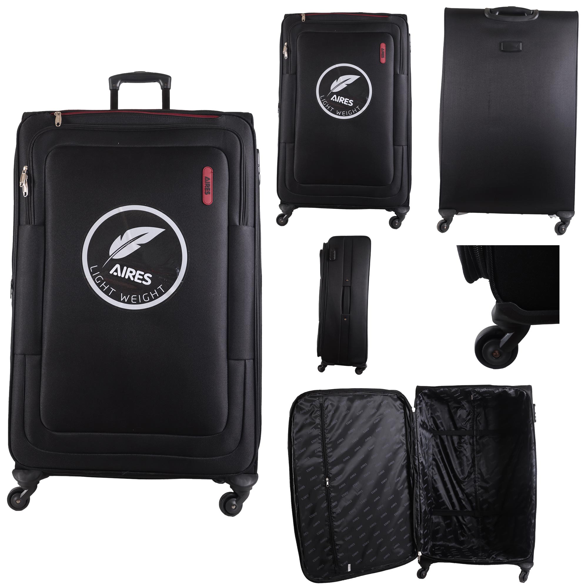 AR727 BLACK TRAVEL TROLLEY SUITCASE SINGLE