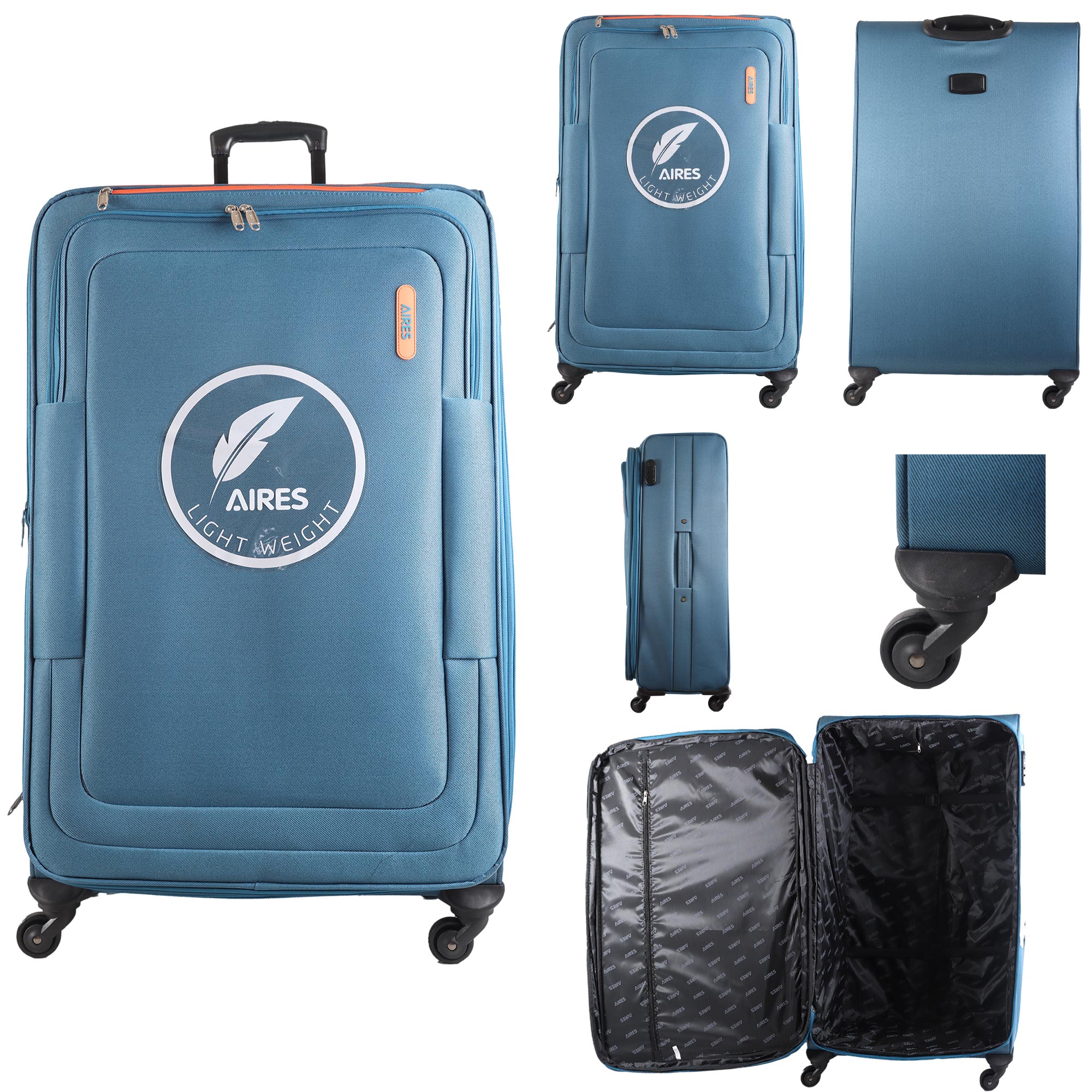 AR727 BLUE TRAVEL TROLLEY SUITCASE SINGLE