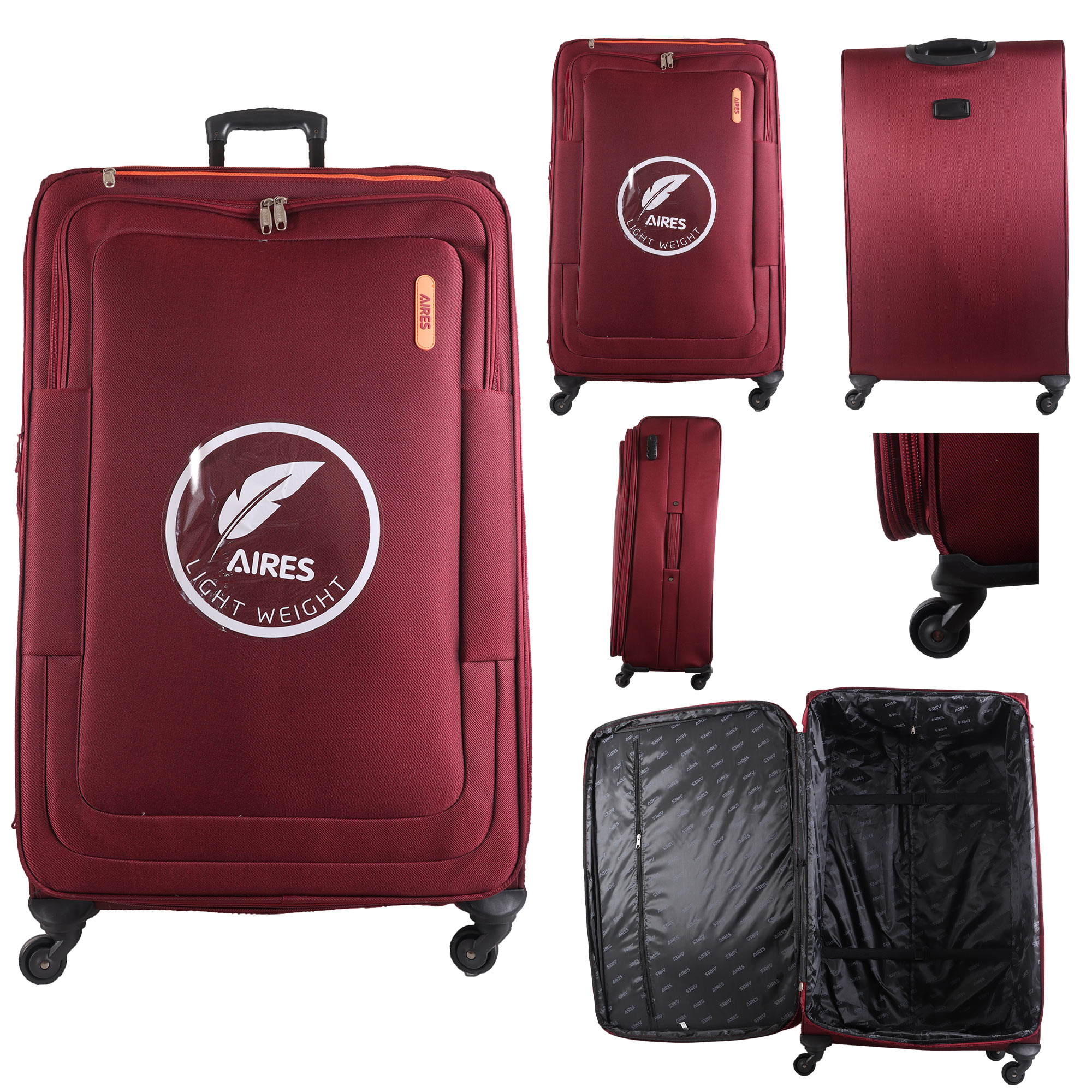 AR727 BURGUNDY TRAVEL TROLLEY SUITCASE SINGLE