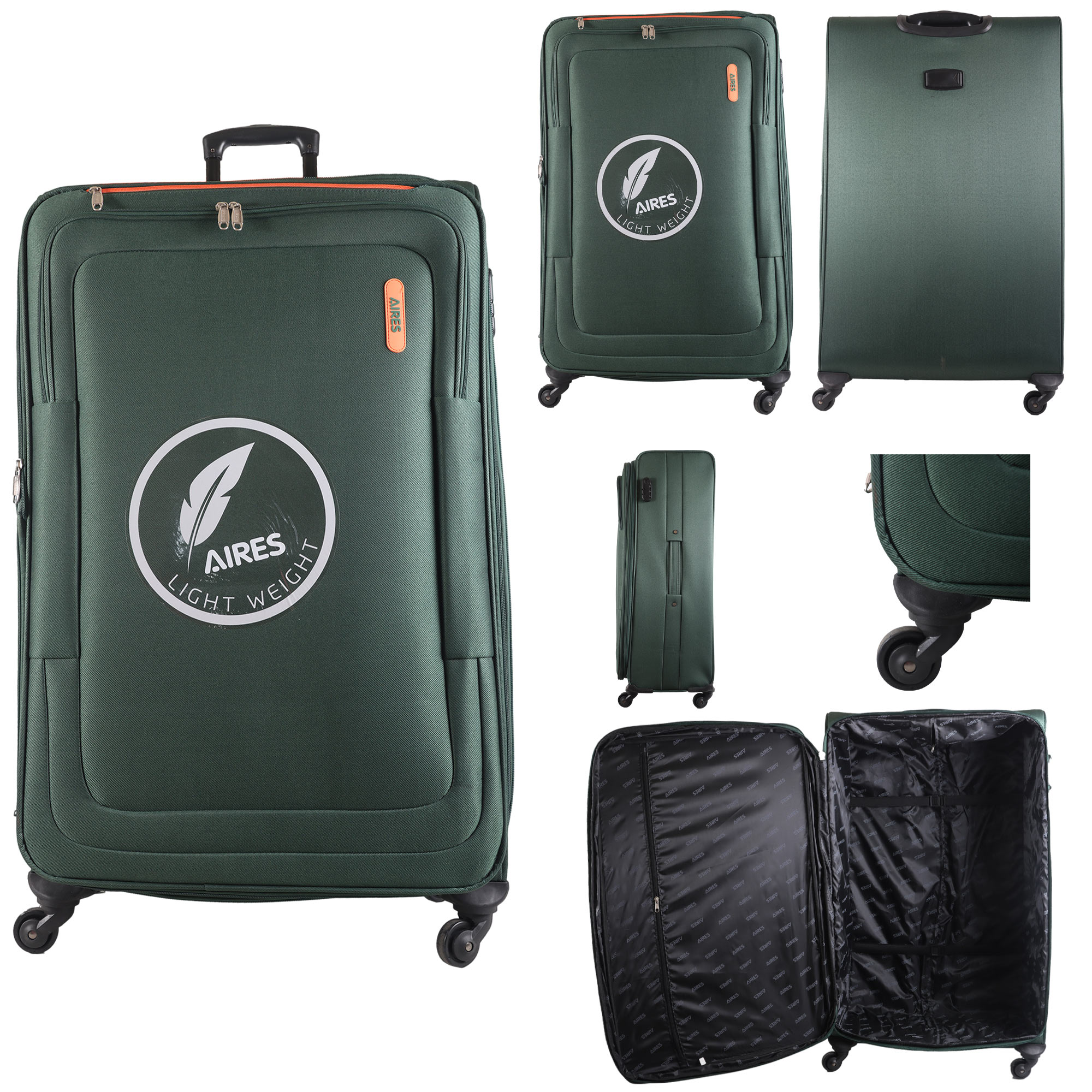 AR727 GREEN TRAVEL TROLLEY SUITCASE SINGLE