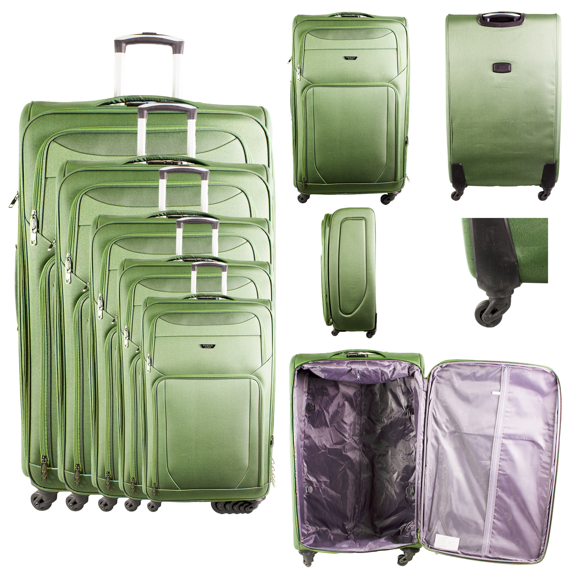 HD-918 GREEN TRAVEL TROLLEY SET OF 5