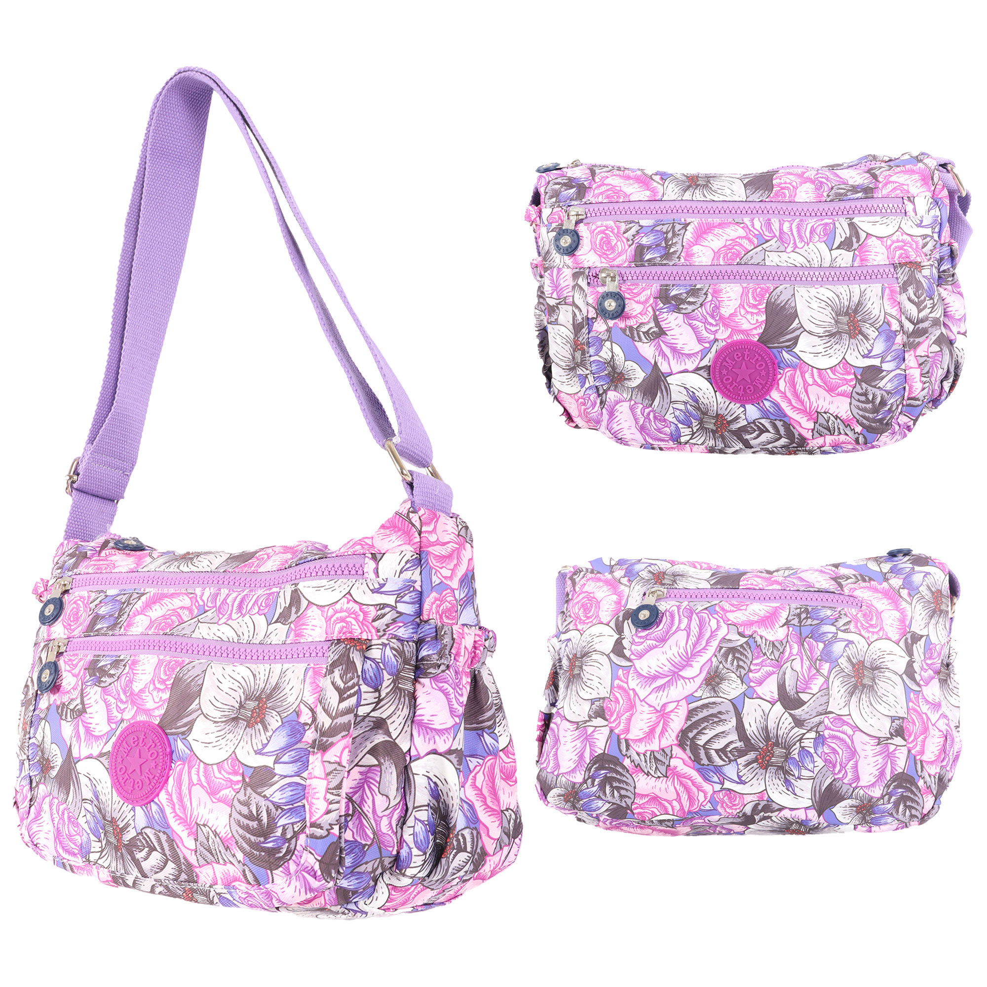 LL-177 PURPLE FLORAL SHOULDER BAG