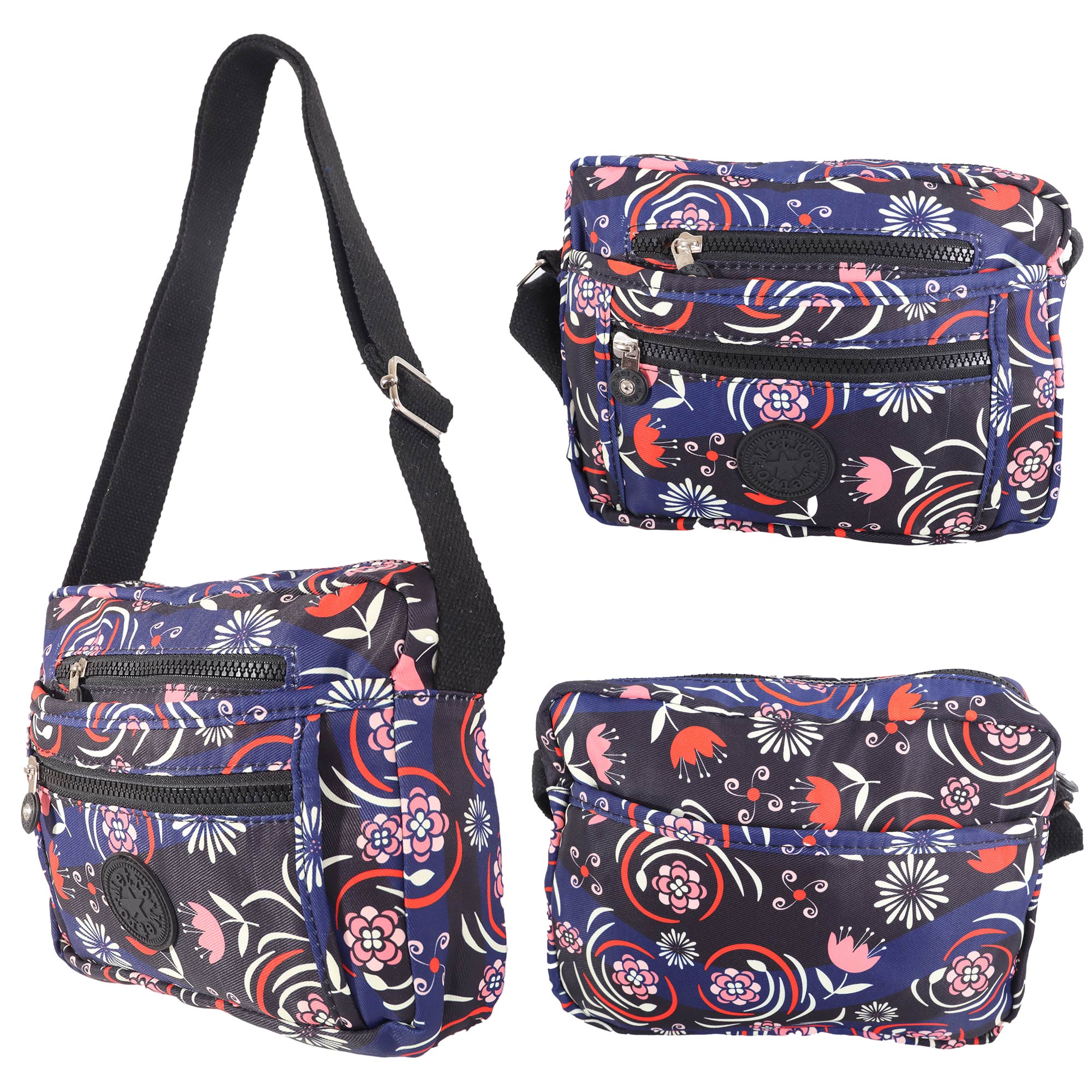 LL-17P BLACK FLOWER SHOULDER BAG