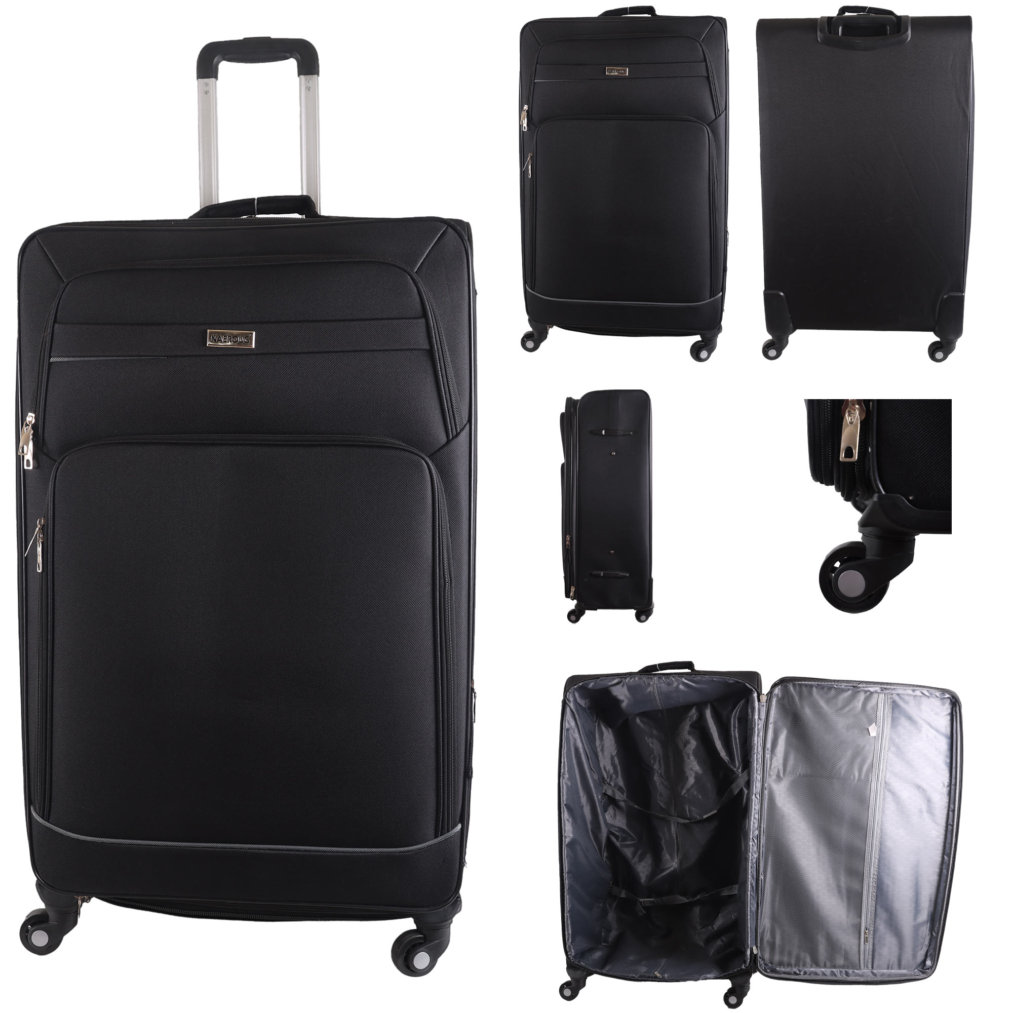 N516 BLACK TRAVEL TROLLEY SUITCASE SINGLE