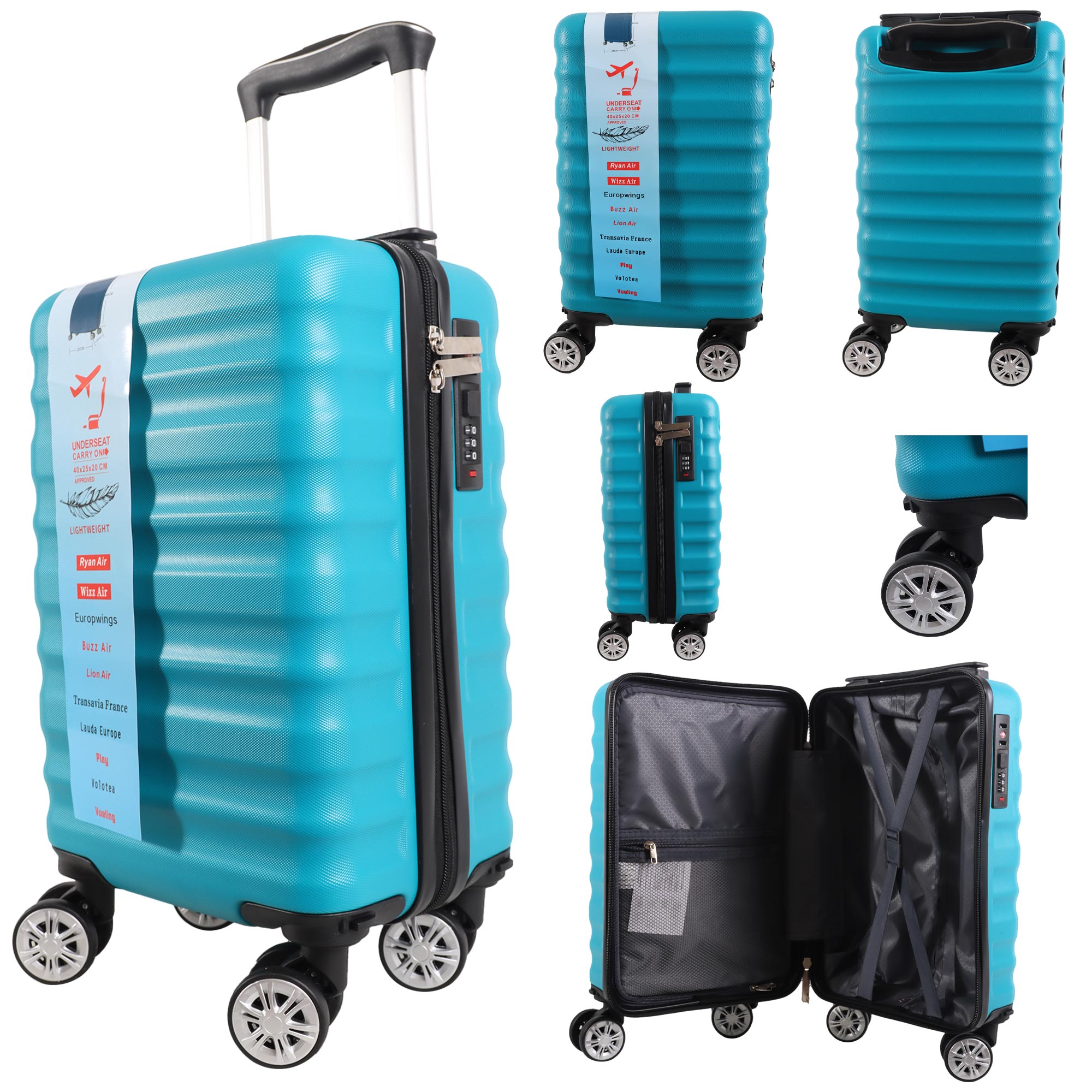 T-HC-US-1628 TEAL RYANAIR CABIN-SIZE TRAVEL TROLLEY