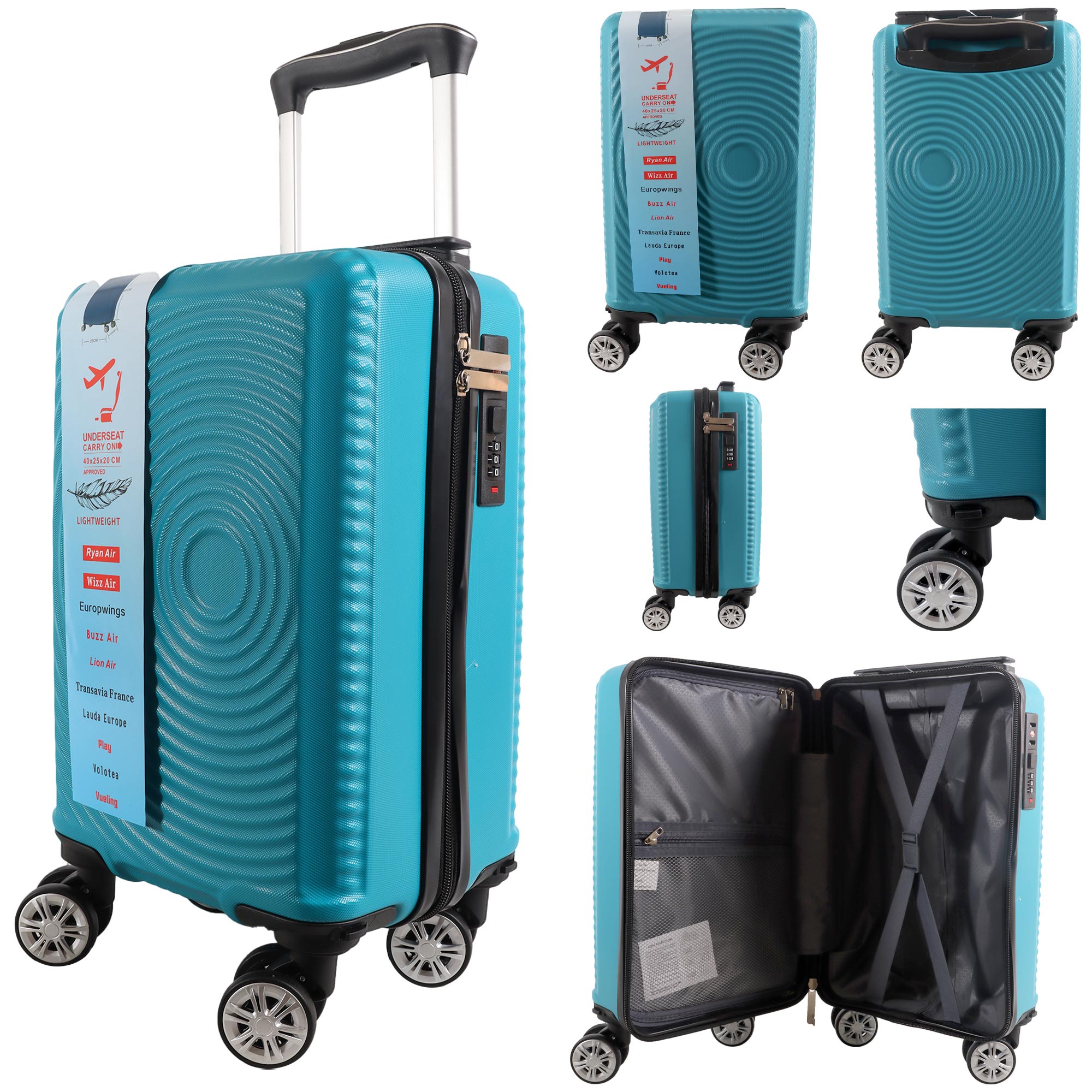 T-HC-US-1630 TEAL 15.7'' UNDERSEAT CABIN-SIZE RYAN AIR TROLLEY