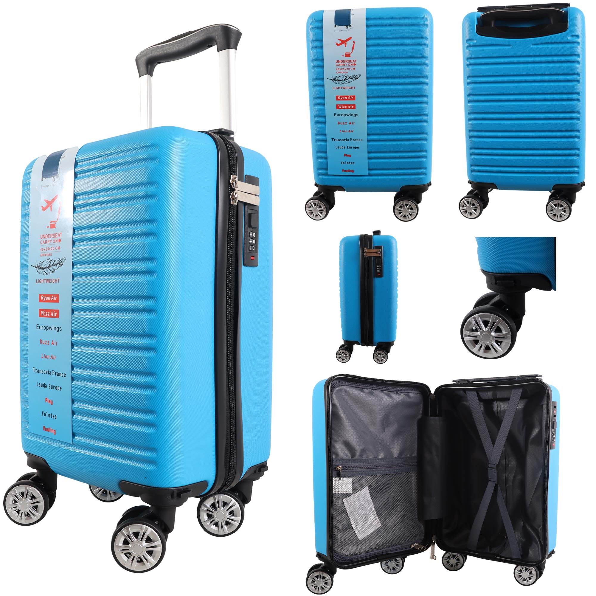 T-HC-US-1632 BLUE RYAN AIR CABIN-SIZED TROLLEY SUITCASE