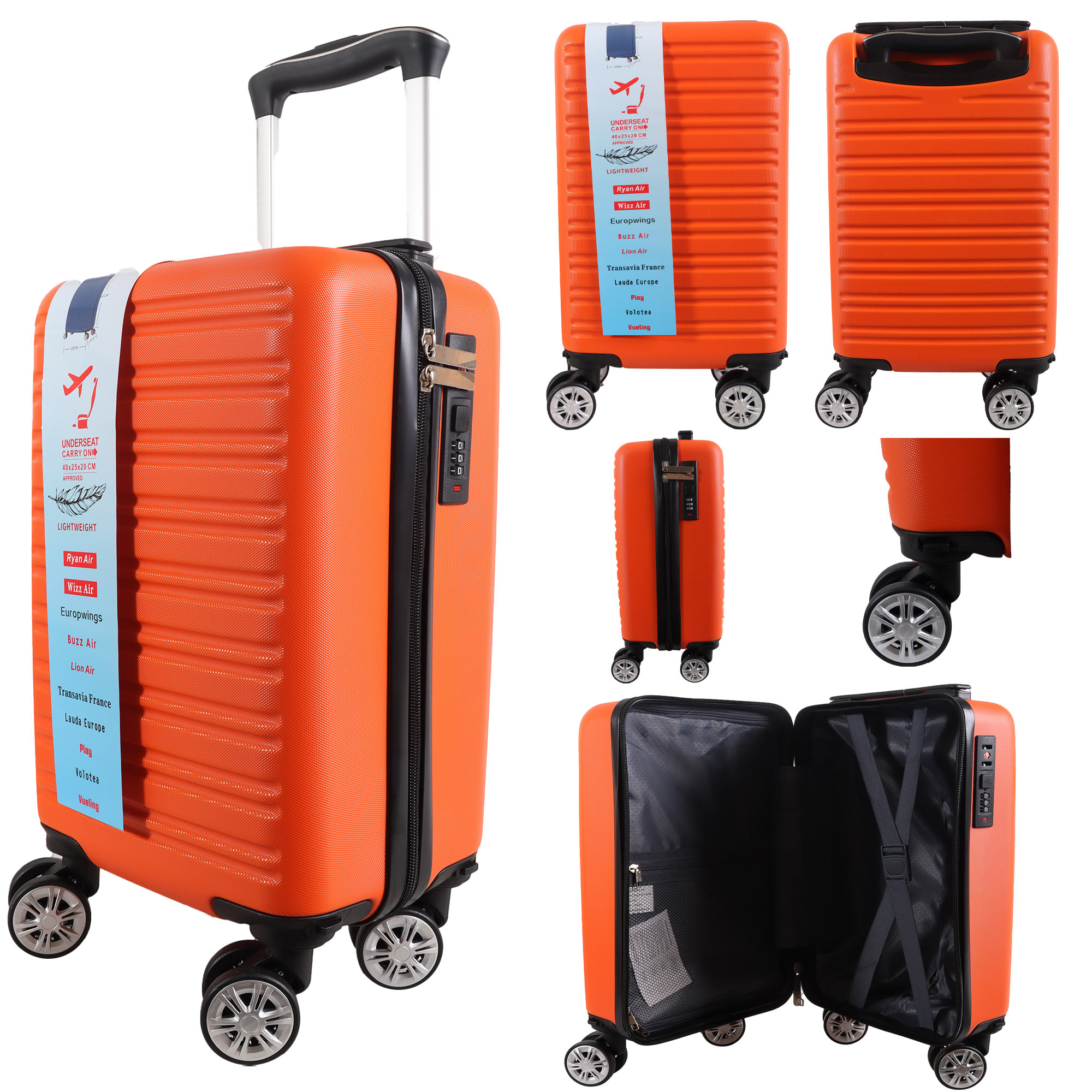 T-HC-US-1632 ORANGE RYAN AIR CABIN-SIZED TROLLEY SUITCASE