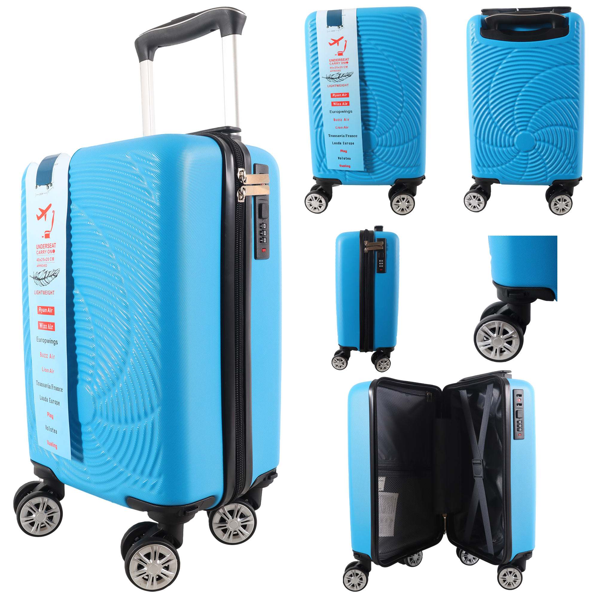 T-HC-US-1633 BLUE RYAN AIR CABIN-SIZED TROLLEY SUITCASE