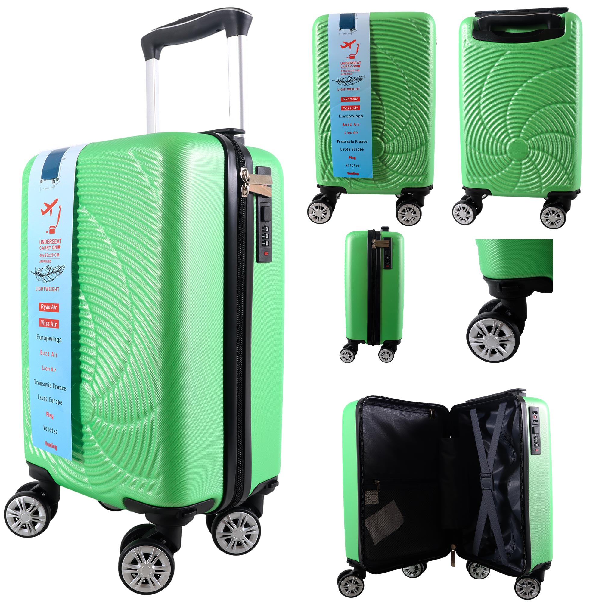T-HC-US-1633 LIME GREEN RYAN AIR CABIN-SIZED TROLLEY SUITCASE