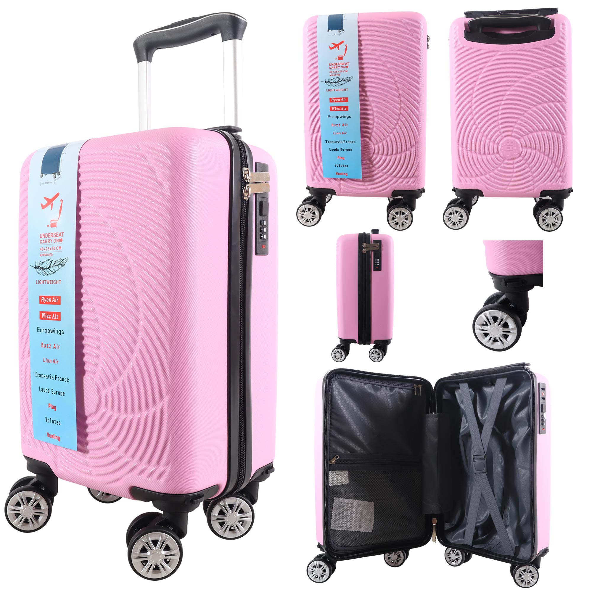 T-HC-US-1633 PINK RYAN AIR CABIN-SIZED TROLLEY SUITCASE
