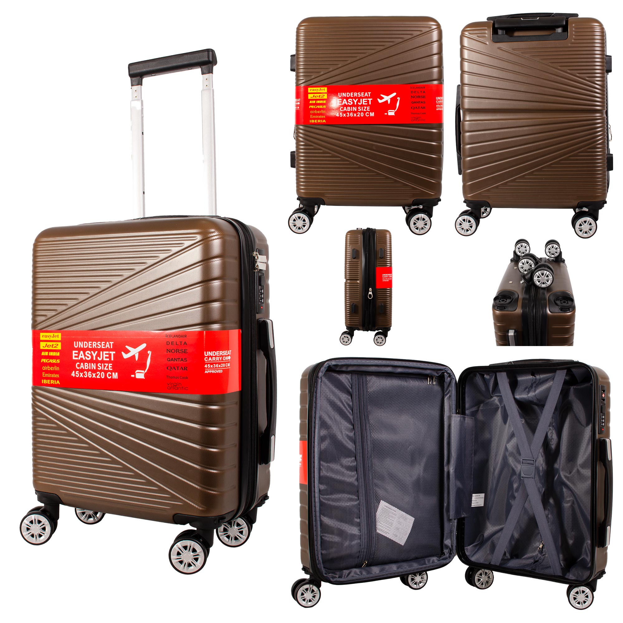 T-HC-US-1811 COFFEE CABIN-SIZE EASYJET TRAVEL TROLLEY SUITCASE