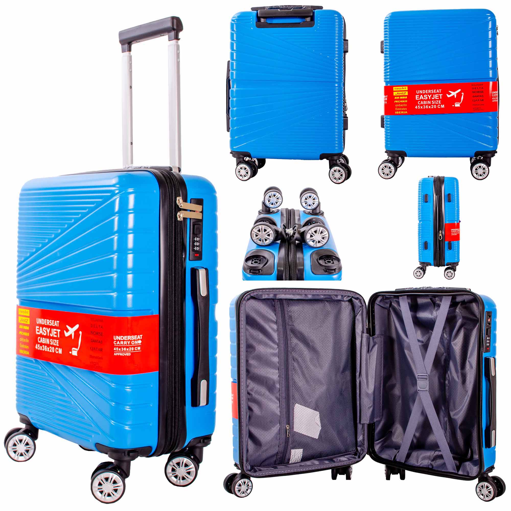 T-HC-US-1811 BLUE CABIN-SIZE EASYJET TRAVEL TROLLEY SUITCASE