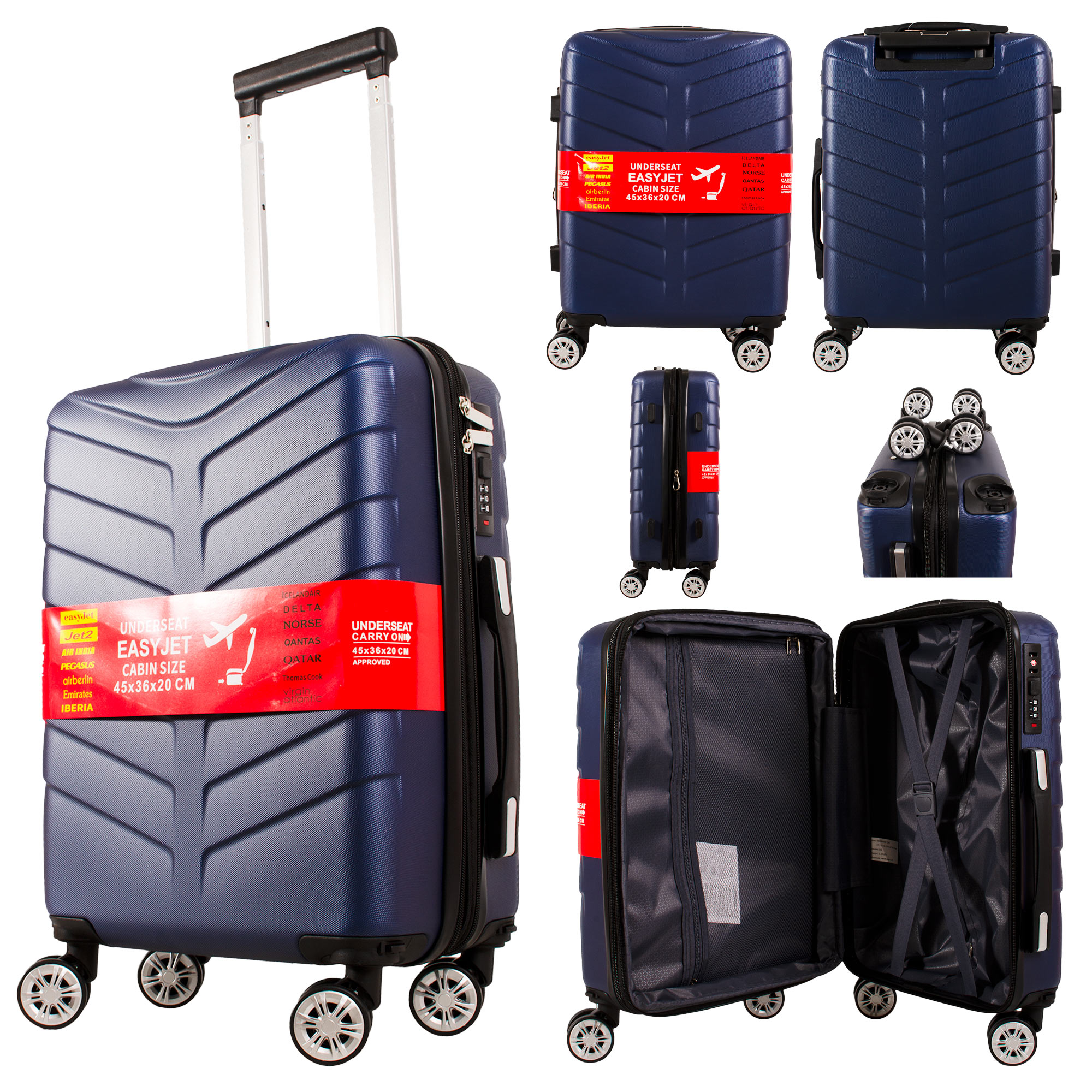 T-HC-US-1826 NAVY CABIN-SIZE EASYJET TRAVEL TROLLEY SUITCASE