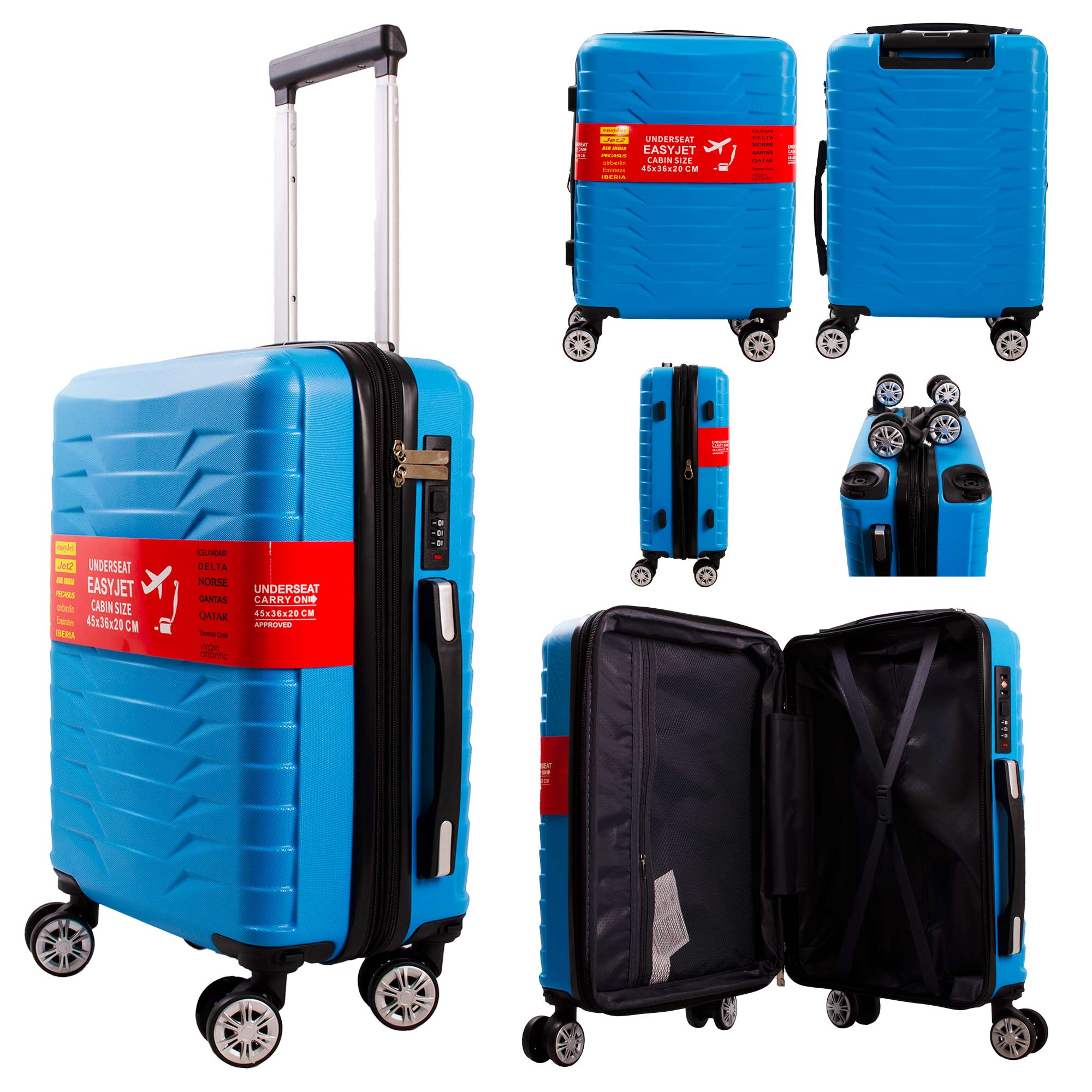 T-HC-US-1827 BLUE CABIN-SIZE EASYJET TRAVEL TROLLEY SUITCASE