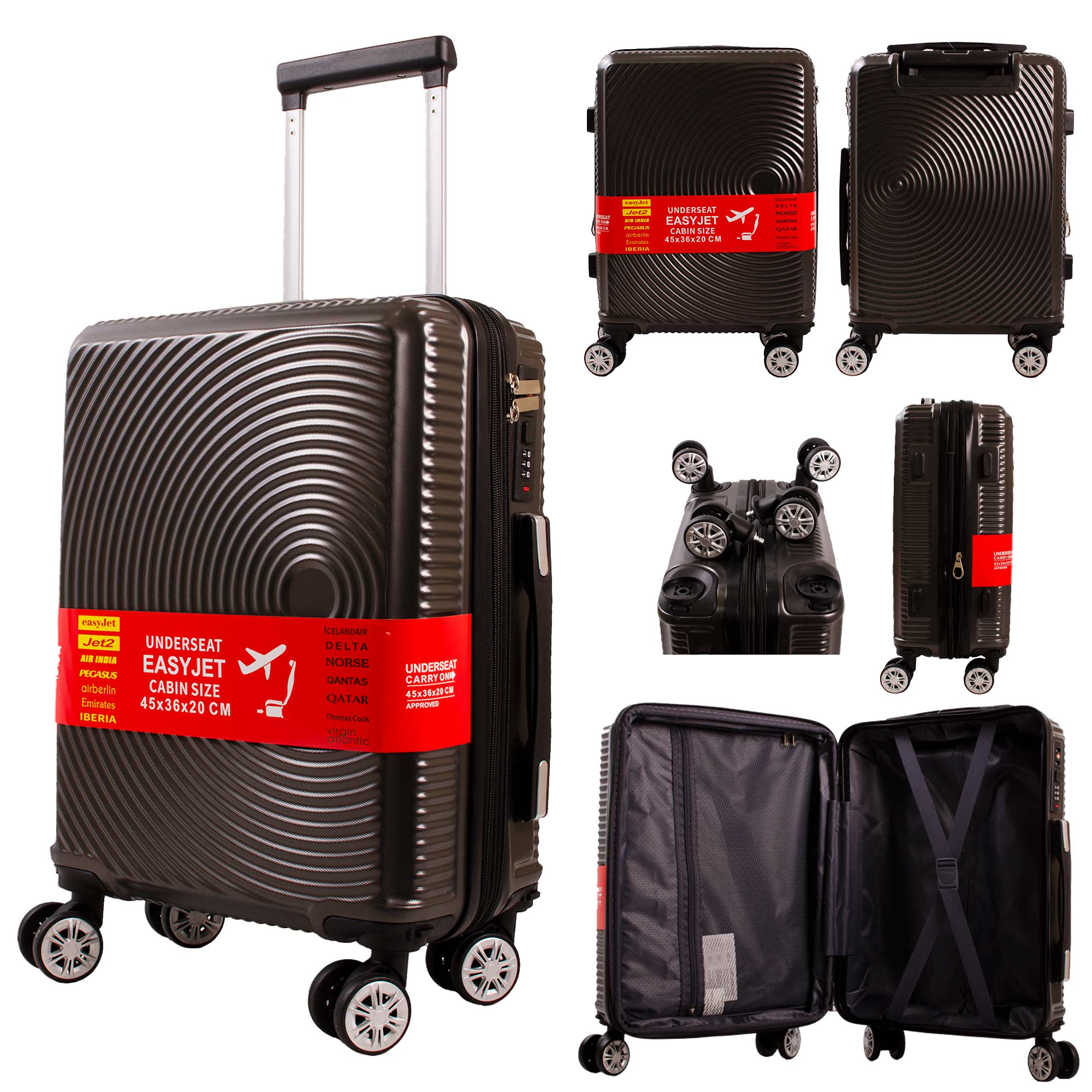 T-HC-US-1830 DARK GREY CABIN-SIZE EASYJET TRAVEL TROLLEY SUITCASE