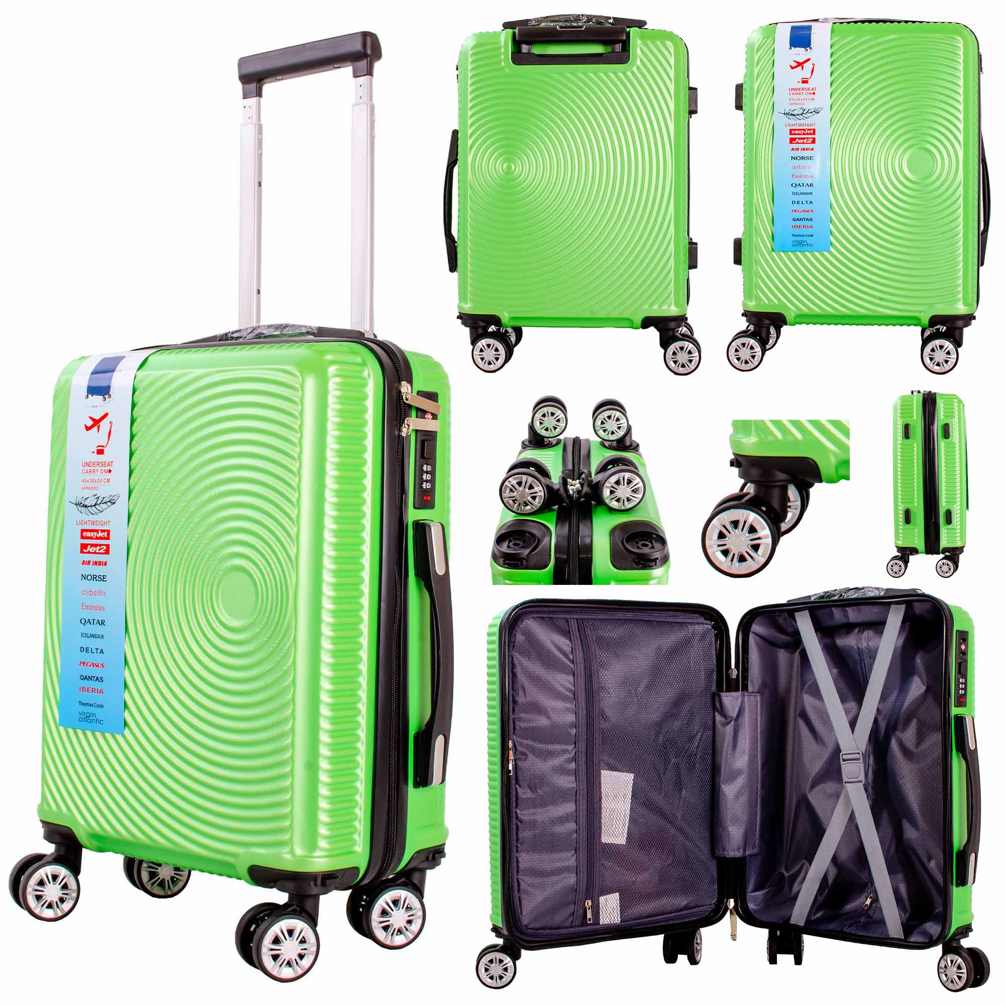 T-HC-US-1830 LIME CABIN-SIZE EASYJET TRAVEL TROLLEY SUITCASE