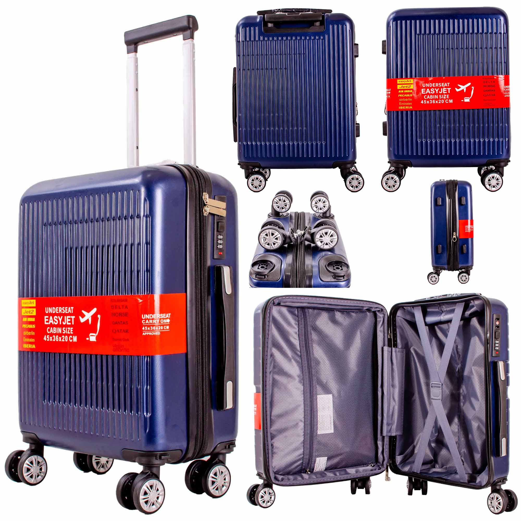 T-HC-US-1831 NAVY UNDERSEAT CABIN-SIZE EASYJET TROLLEY SUITCASE