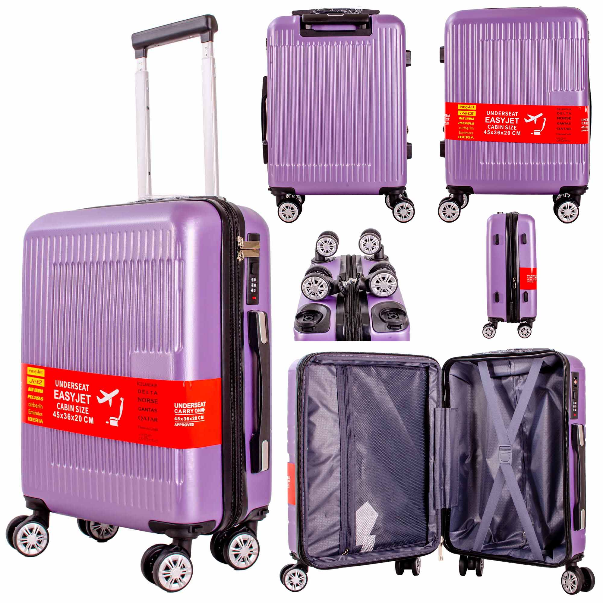 T-HC-US-1831 PURPLE UNDERSEAT CABIN-SIZE EASYJET TROLLEY SUITCASE