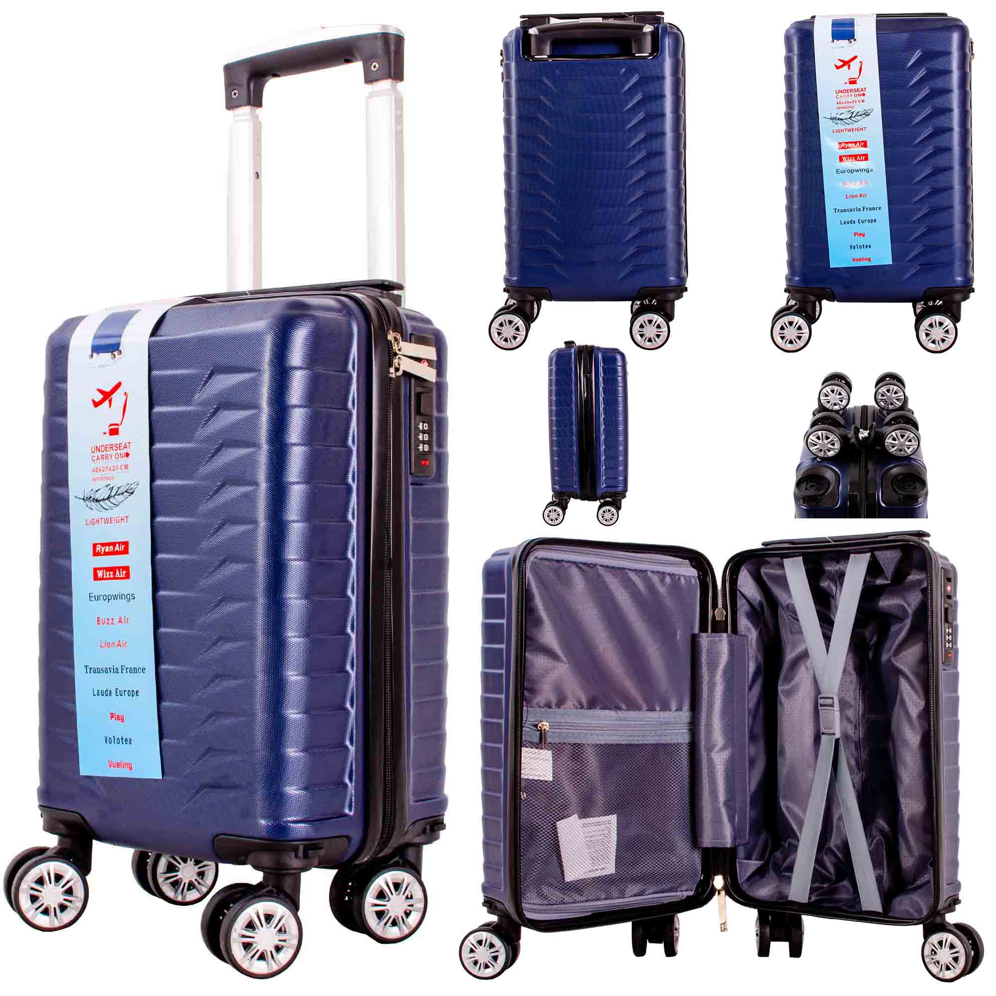T-HC-US-1627 NAVY RYAN AIR CABIN-SIZED TRAVEL TROLLEY SUITCASE