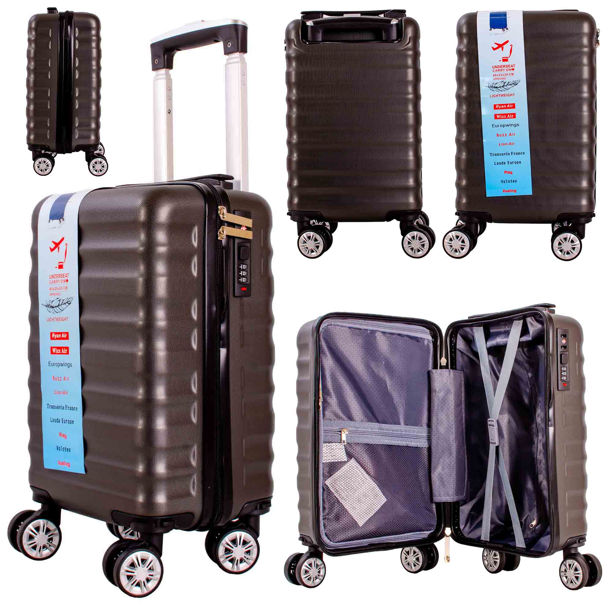 T-HC-US-1628 DARK GREY 15.7'' UNDER-SEAT CABIN-SIZE TROLLEY