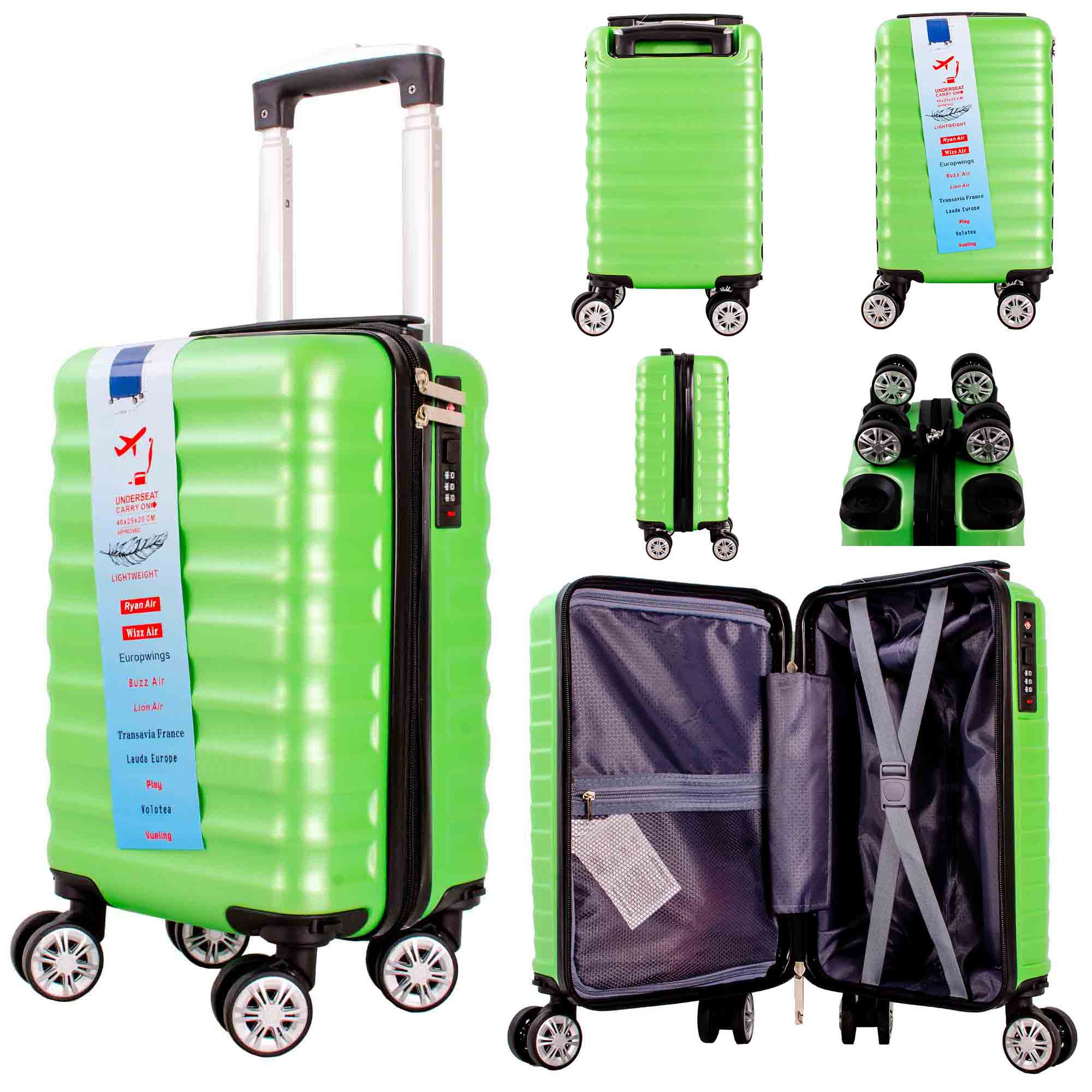 T-HC-US-1628 LIME GREEN 15.7'' UNDER-SEAT CABIN-SIZE TROLLEY