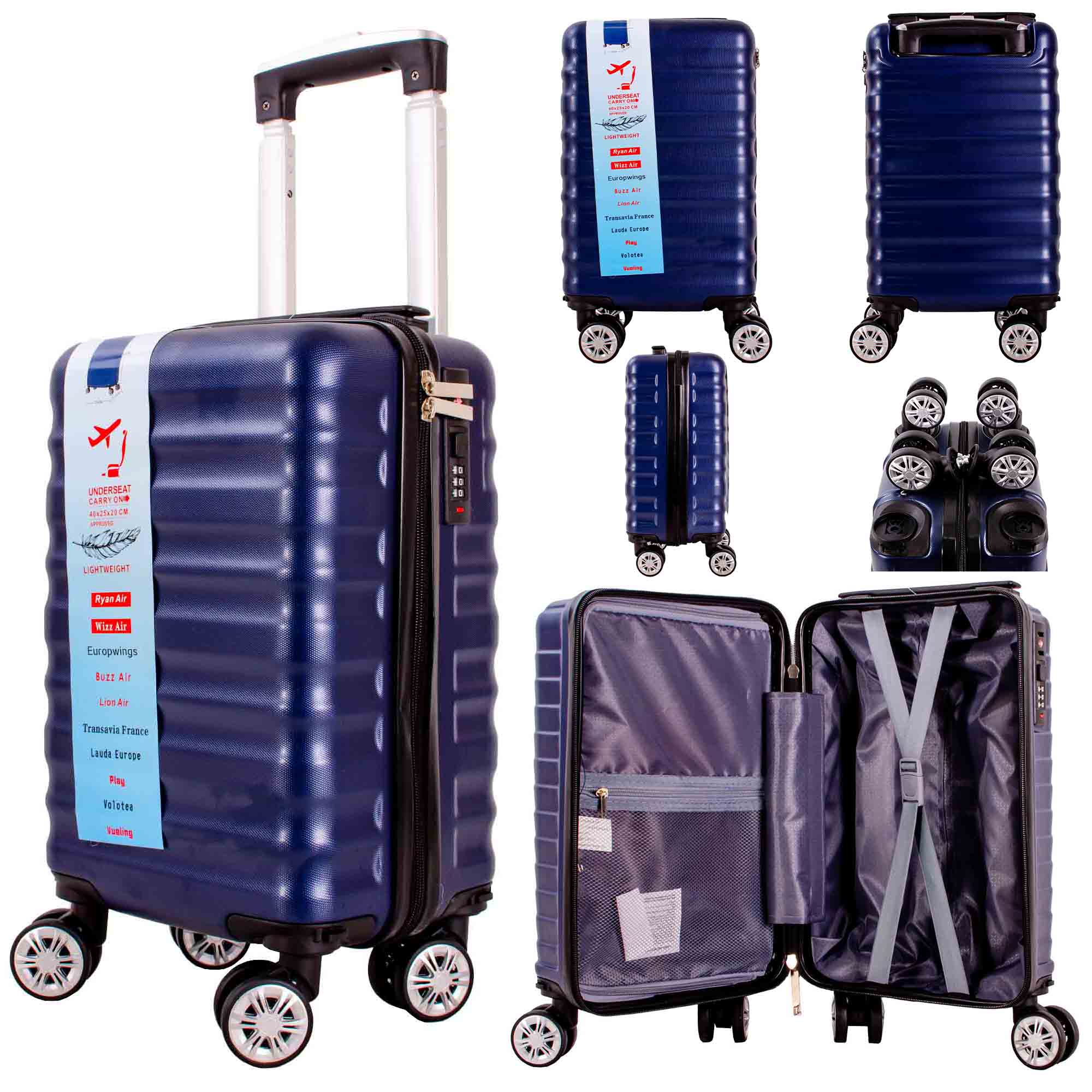 T-HC-US-1628 NAVY 15.7'' UNDER-SEAT CABIN-SIZE TRAVEL TROLLEY