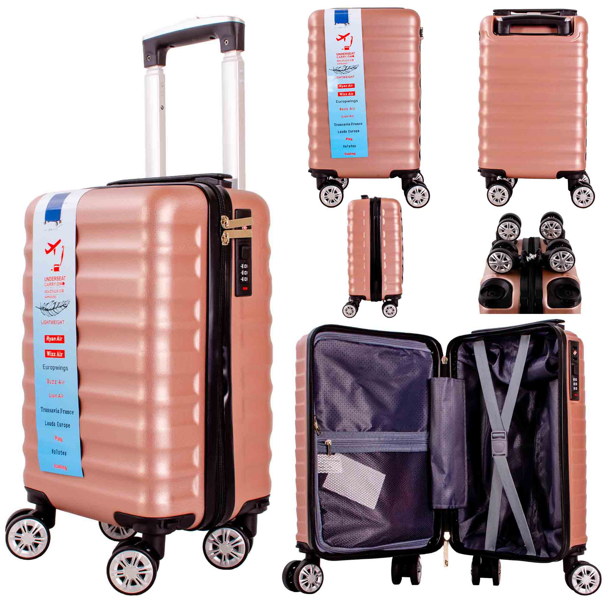 T-HC-US-1628 ROSE GOLD 15.7'' UNDER-SEAT CABIN-SIZE TROLLEY