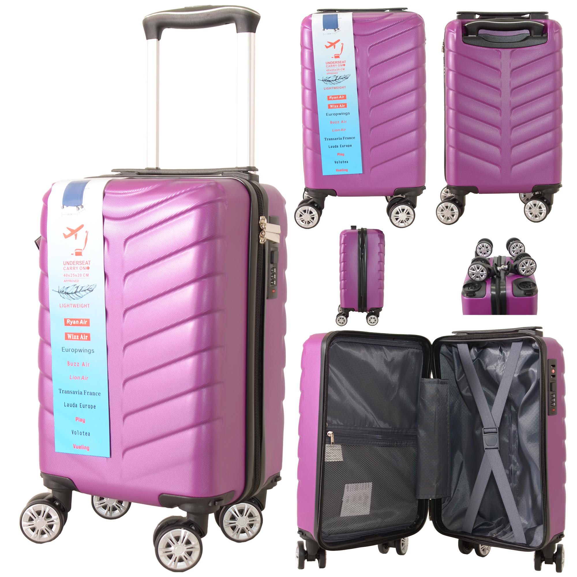 T-HC-US-1626 DARK PURPLE AIR CABIN-SIZED TRAVEL TROLLEY SUITCASE