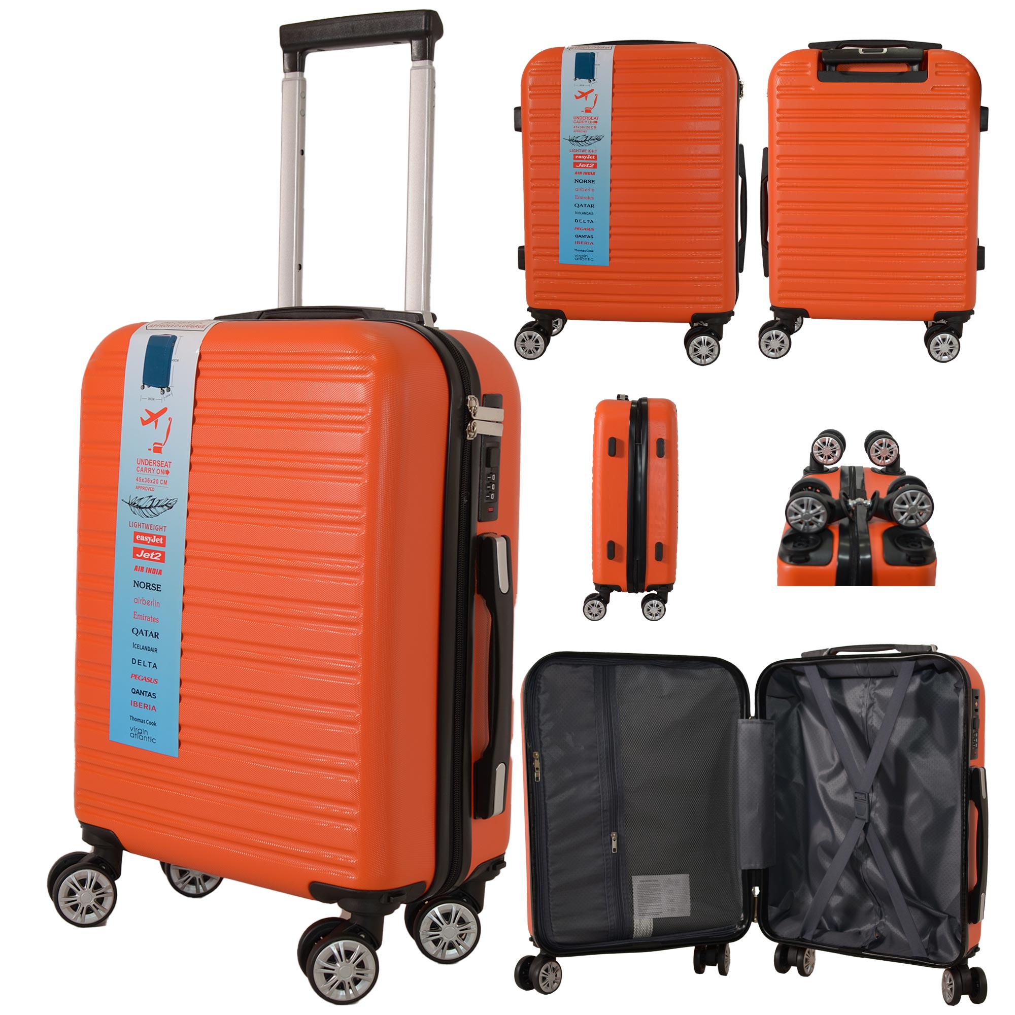 T-HC-US-1832 ORANGE UNDERSEAT CABIN-SIZE EASYJET TROLLEY SUITCASE