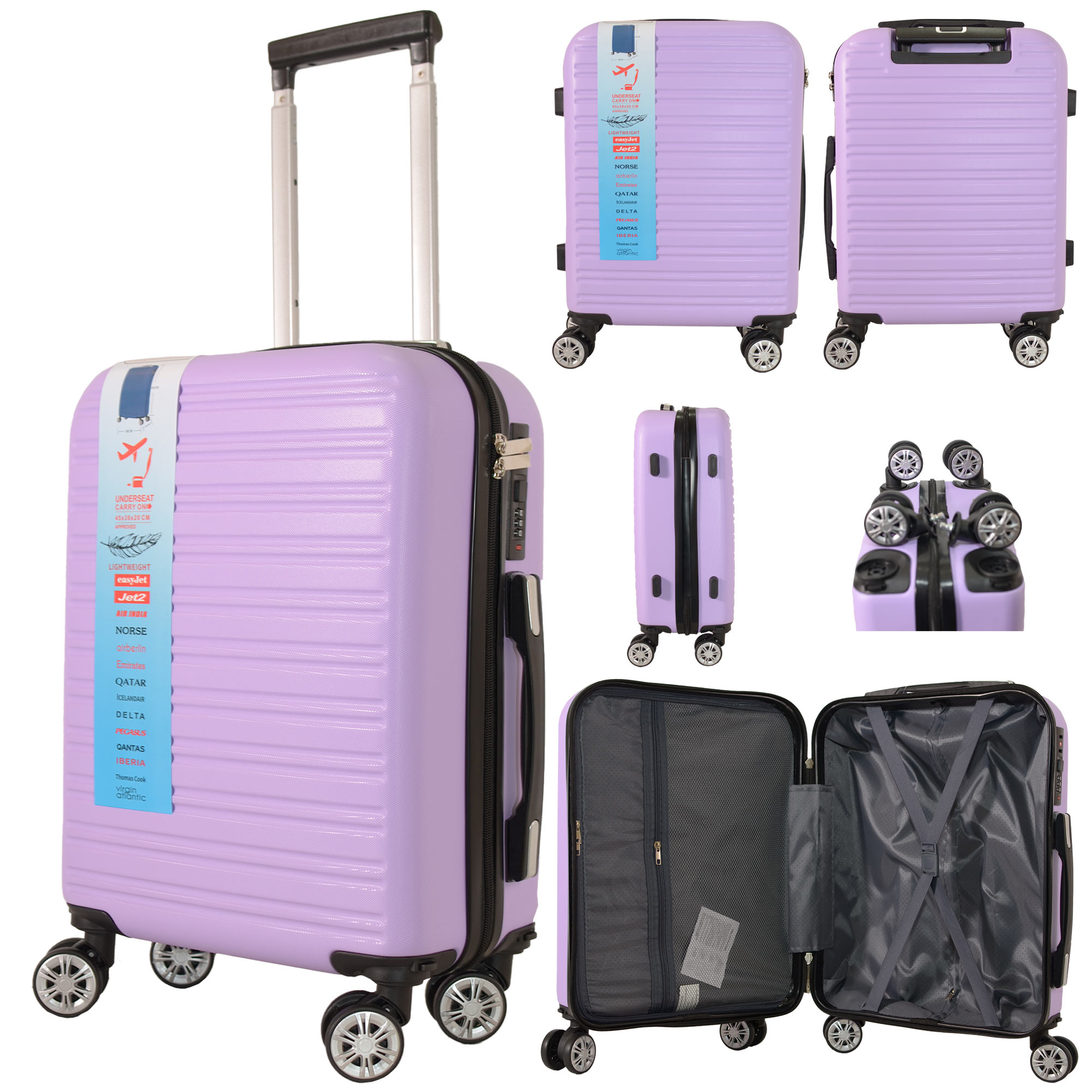 T-HC-US-1832 PURPLE UNDERSEAT CABIN-SIZE EASYJET TROLLEY SUITCASE