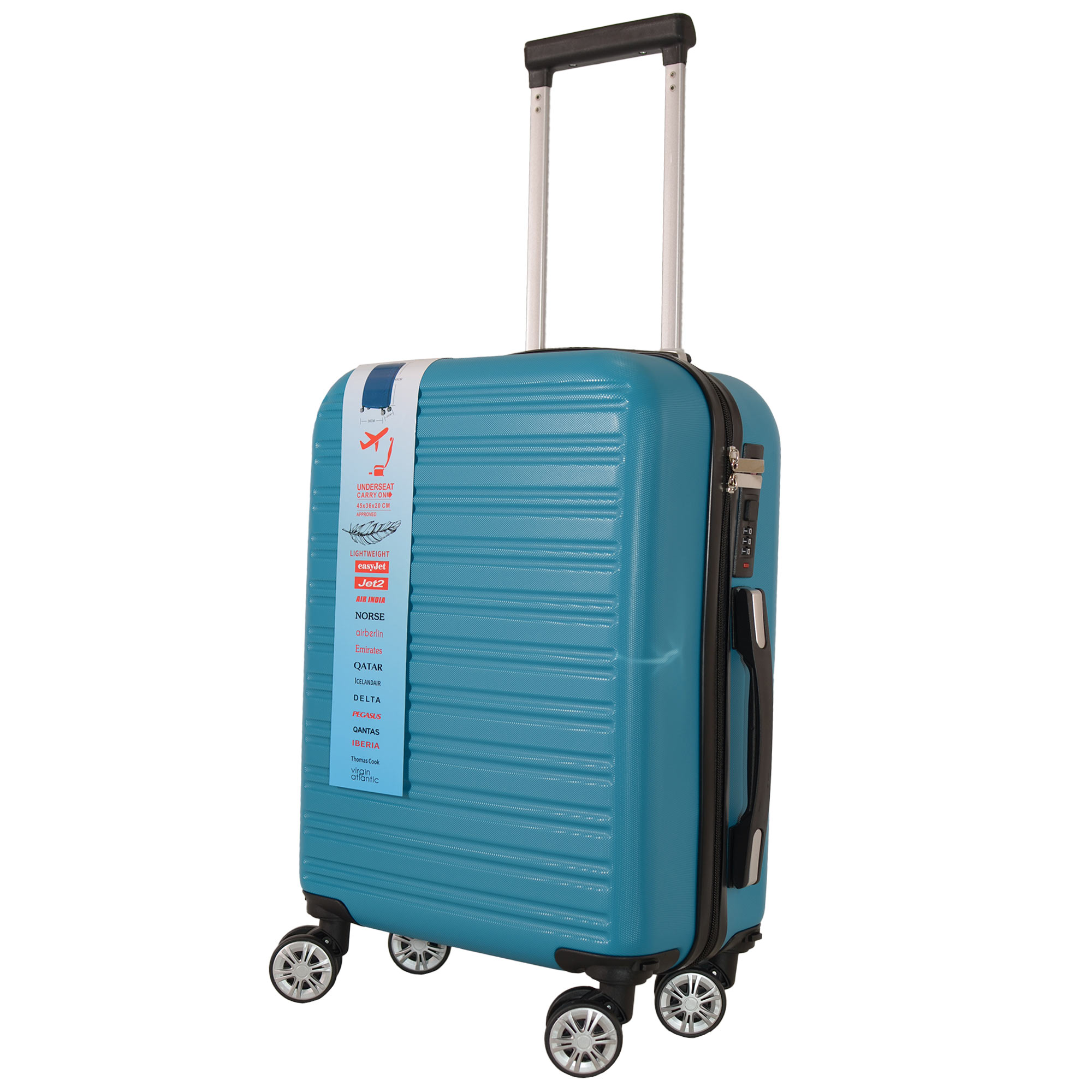 T-HC-US-1832 TEAL UNDERSEAT CABIN-SIZE EASYJET TROLLEY SUITCASE - Image 2