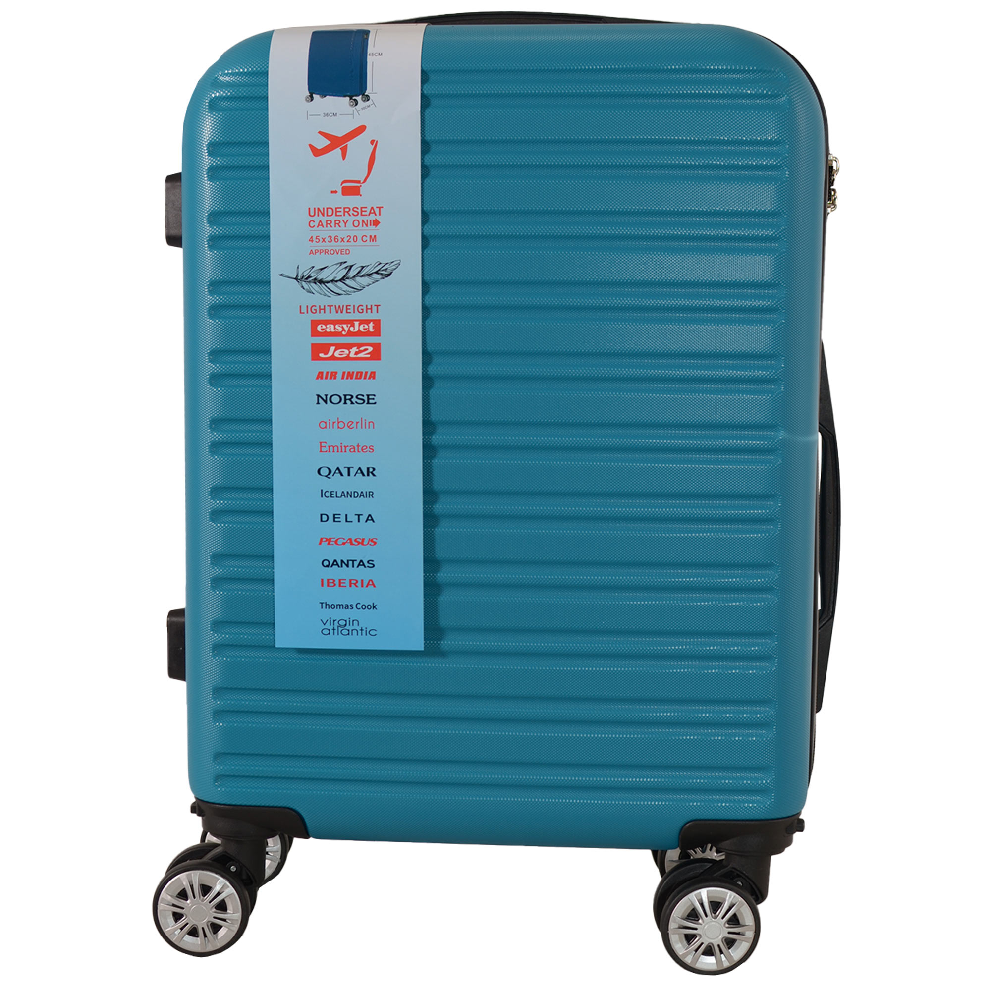 T-HC-US-1832 TEAL UNDERSEAT CABIN-SIZE EASYJET TROLLEY SUITCASE - Image 3