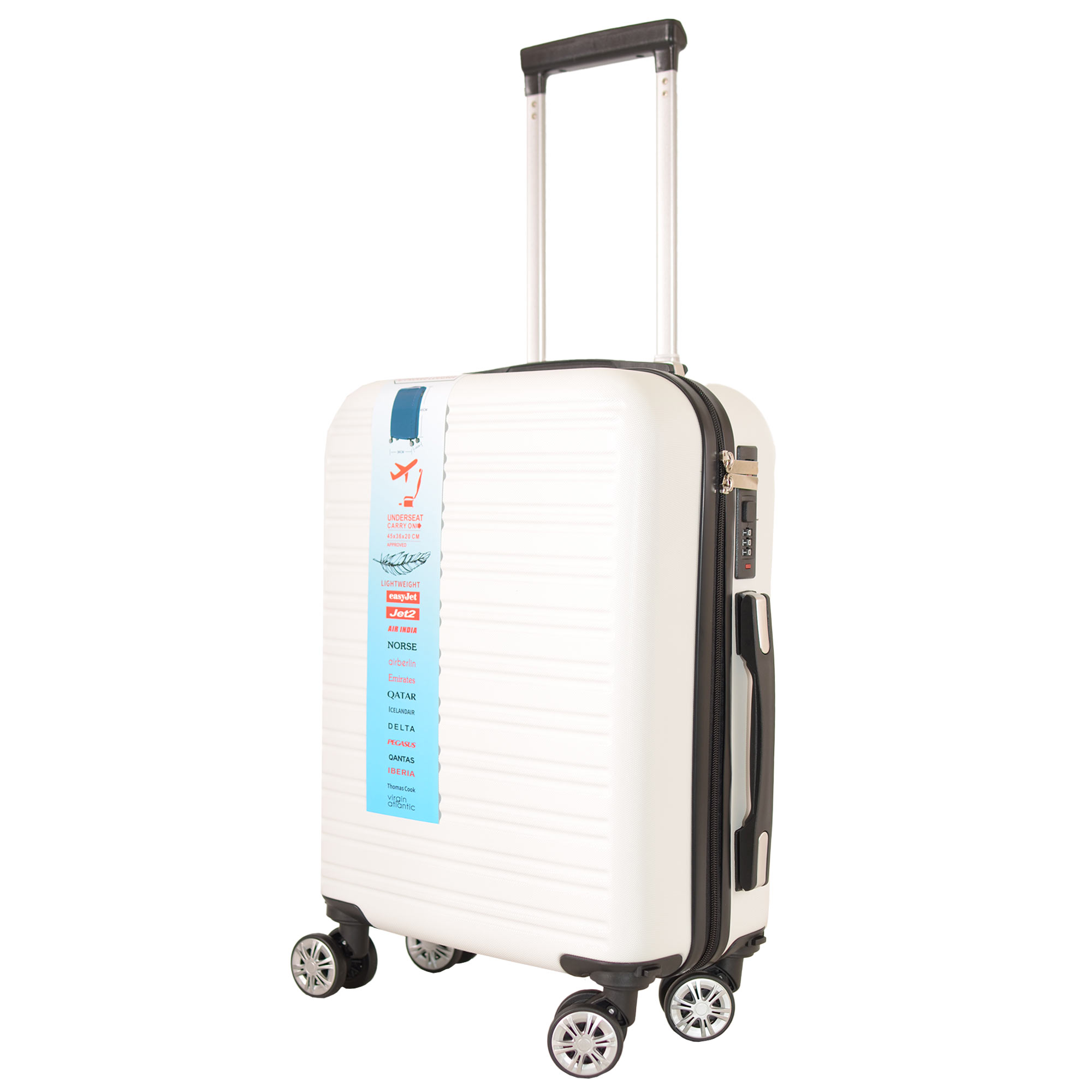T-HC-US-1832 WHITE UNDERSEAT CABIN-SIZE EASYJET TROLLEY SUITCASE - Image 2