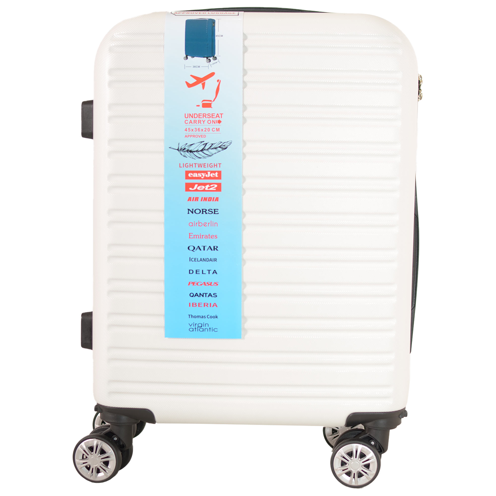 T-HC-US-1832 WHITE UNDERSEAT CABIN-SIZE EASYJET TROLLEY SUITCASE - Image 3