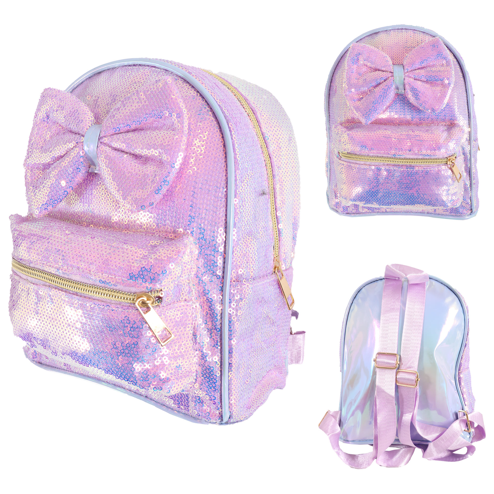 2673 LILAC FLOWERS SEQUIN KIDS BACKPACK