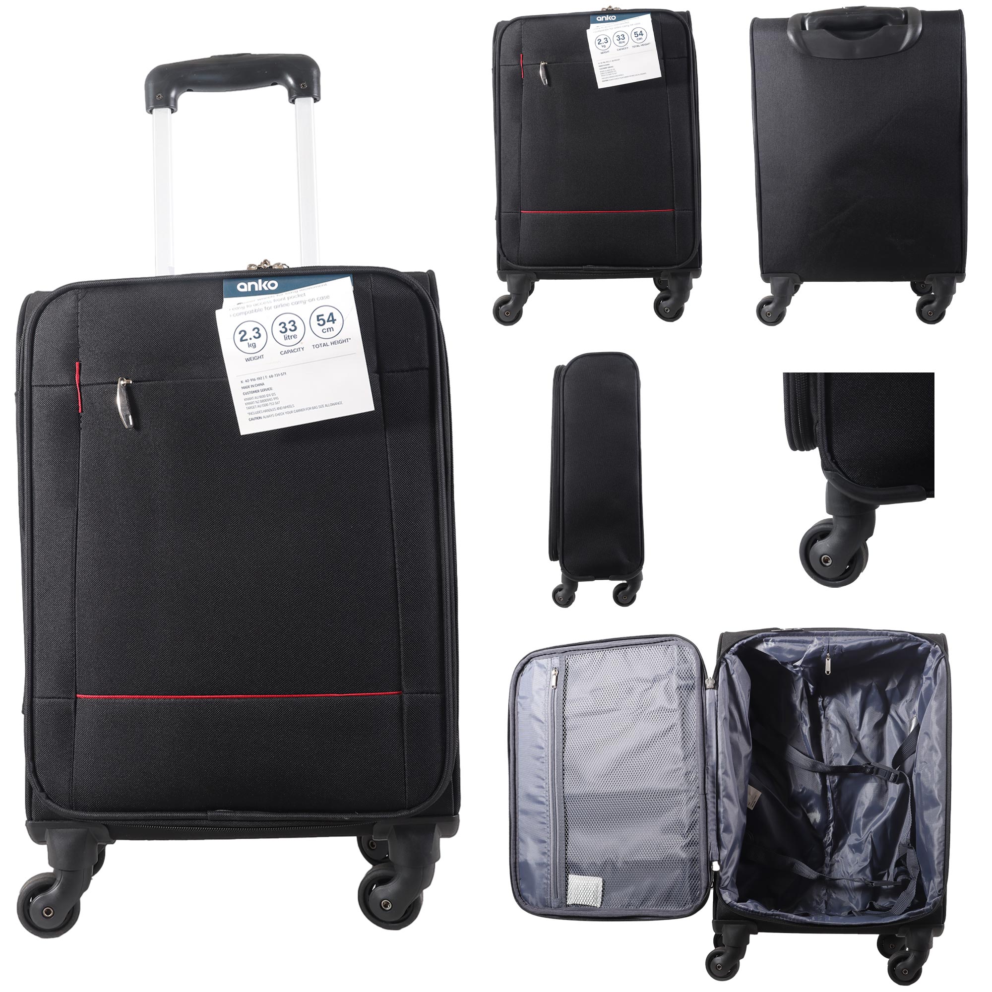 ANKO-048 BLACK TRAVEL TROLLEY SUITCASE
