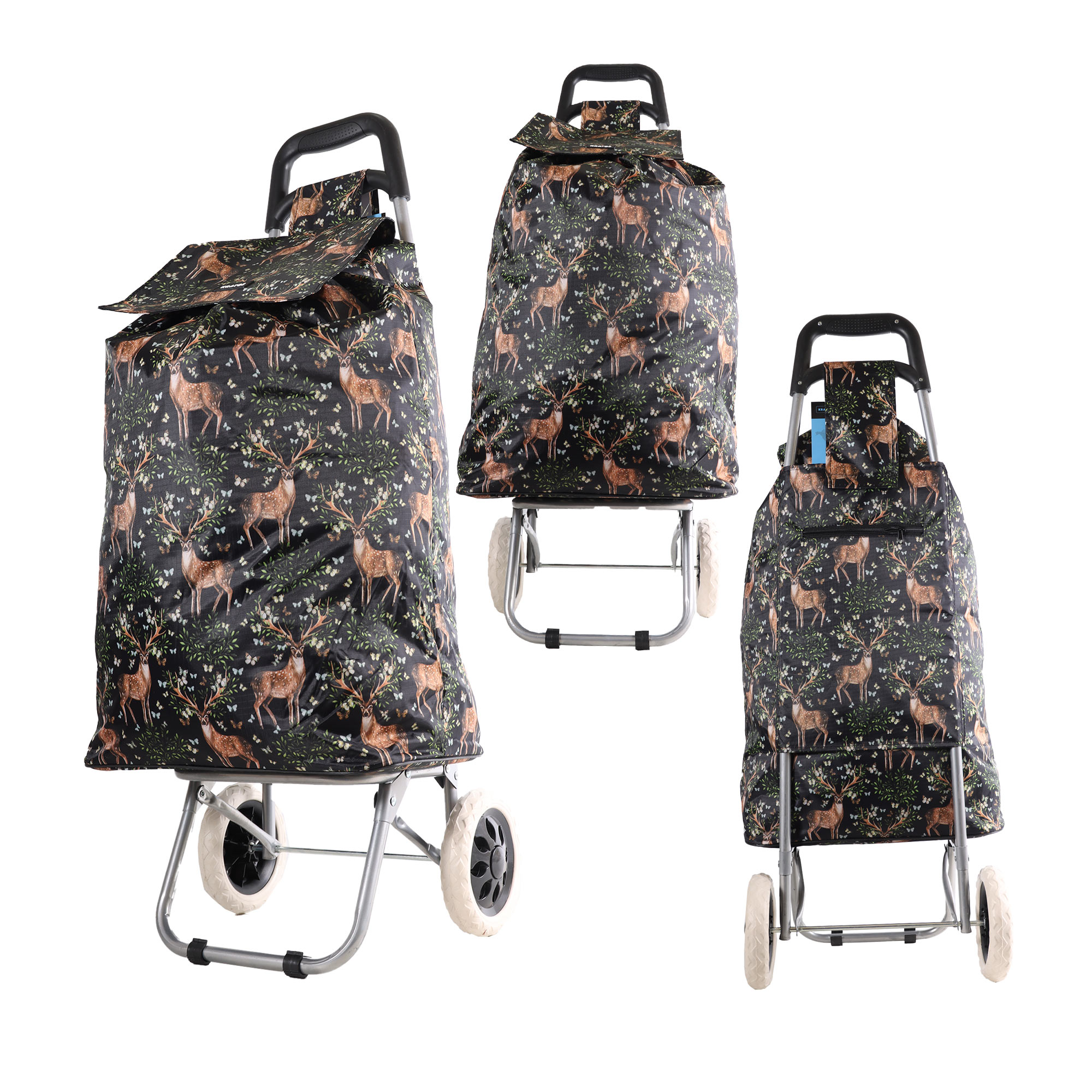 AR-001 BLACK TWO WHEEL SHOPPING TROLLEY DEER
