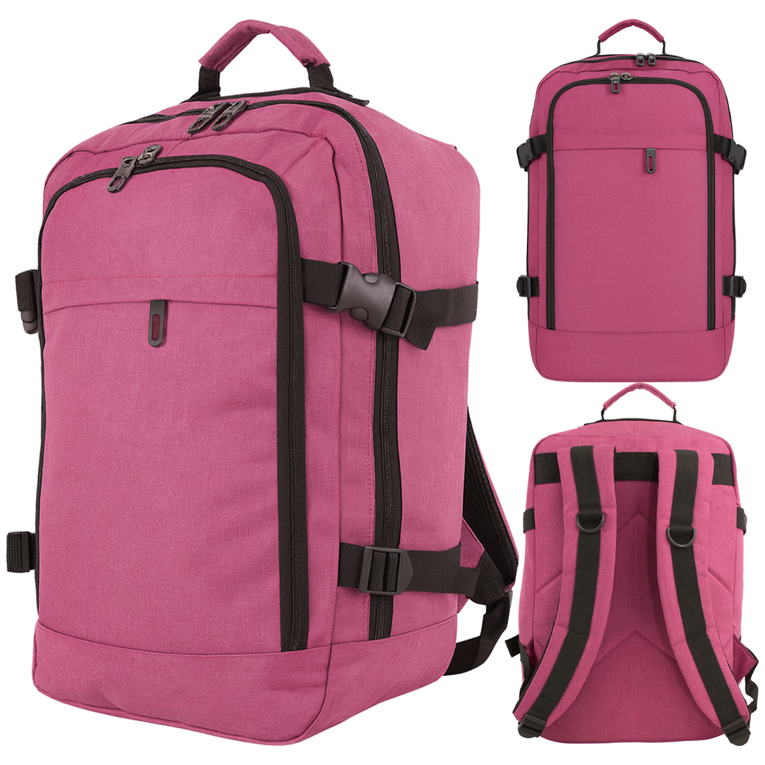 BP-120 DARK PINK RYANAIR UNDERSEAT CABIN-FRIENDLY RUCKSACK W/MUL ZIP