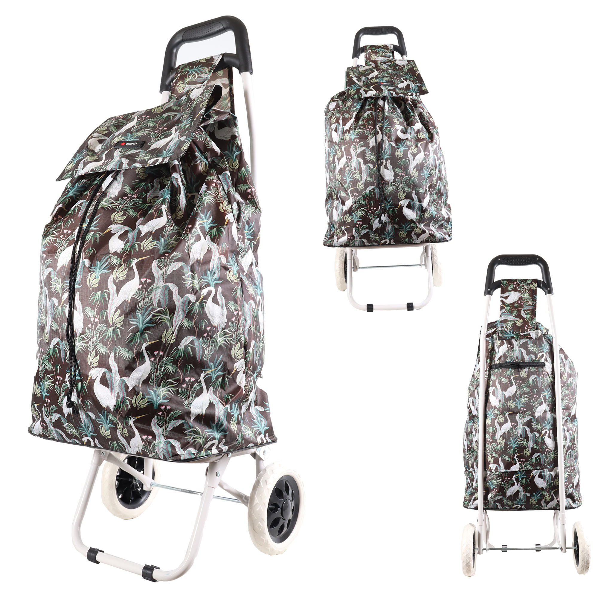 MS-001 BLACK TWO WHEEL SHOPPING CART CRANE PATTERN