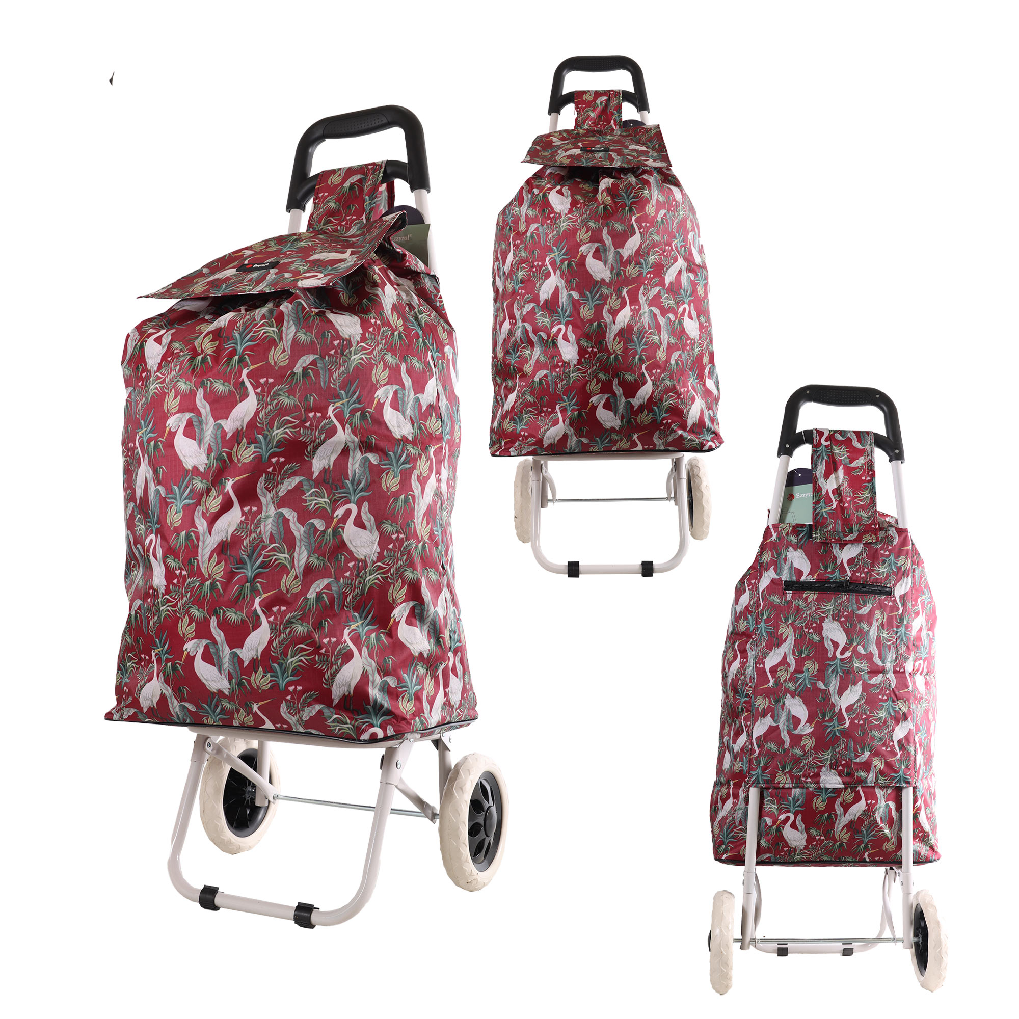 MS-001 RED TWO WHEEL SHOPPING CART CRANE PATTERN