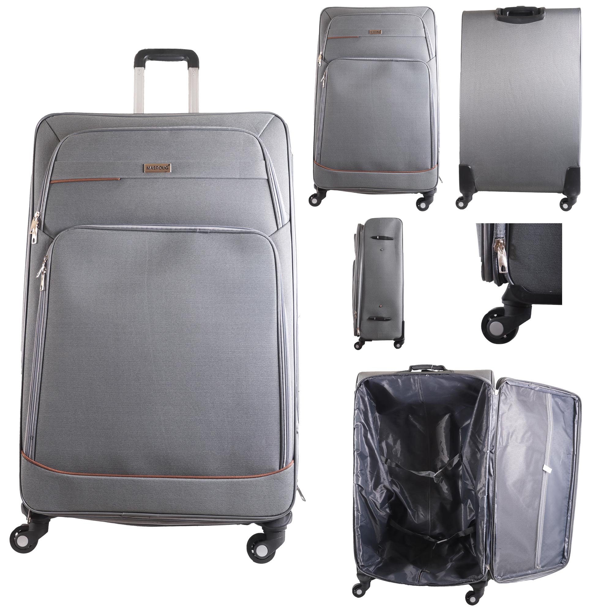 N516 GREY TRAVEL TROLLEY SUITCASE SINGLE