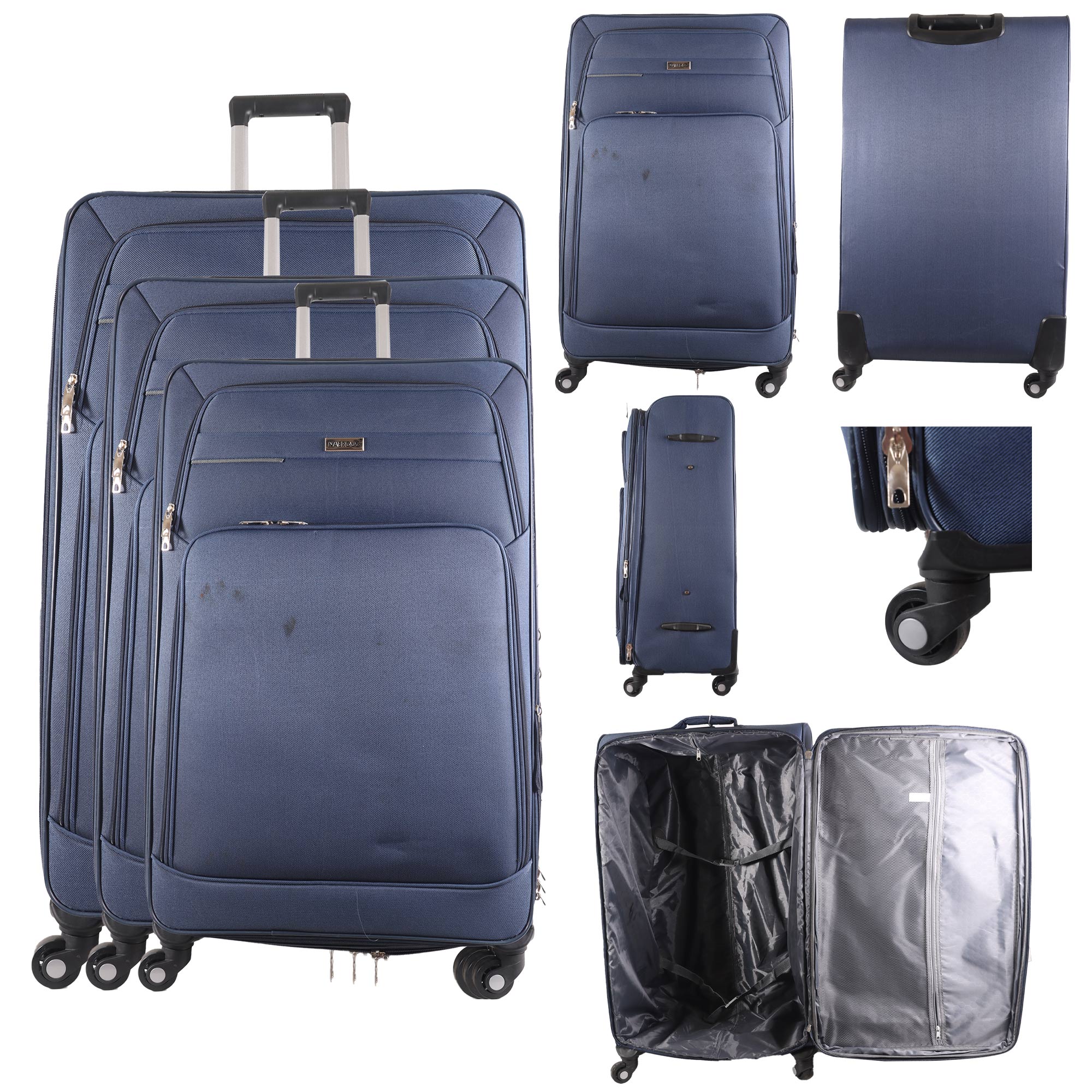 N516 NAVY TRAVEL TROLLEY SUITCASE SET OF 3