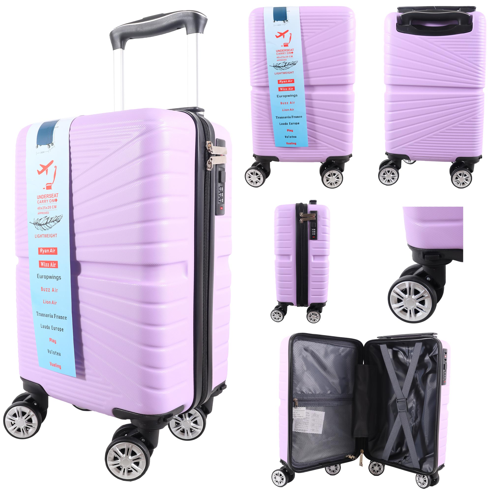 T-HC-US-1611 PURPLE RYAN AIR CABIN-SIZED TROLLEY SUITCASE