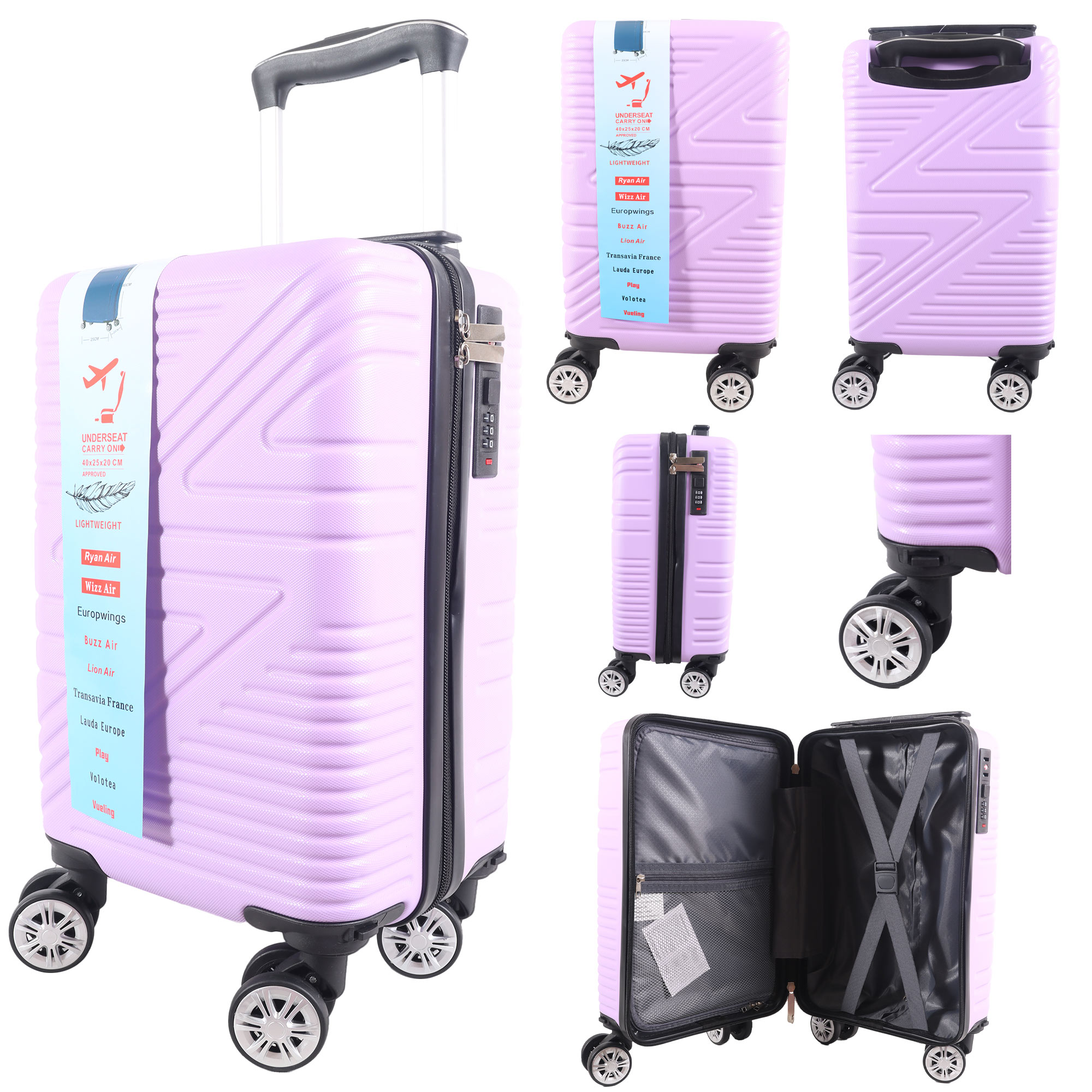 T-HC-US-1624 PURPLE RYAN AIR CABIN-SIZED TRAVEL TROLLEY SUITCASE