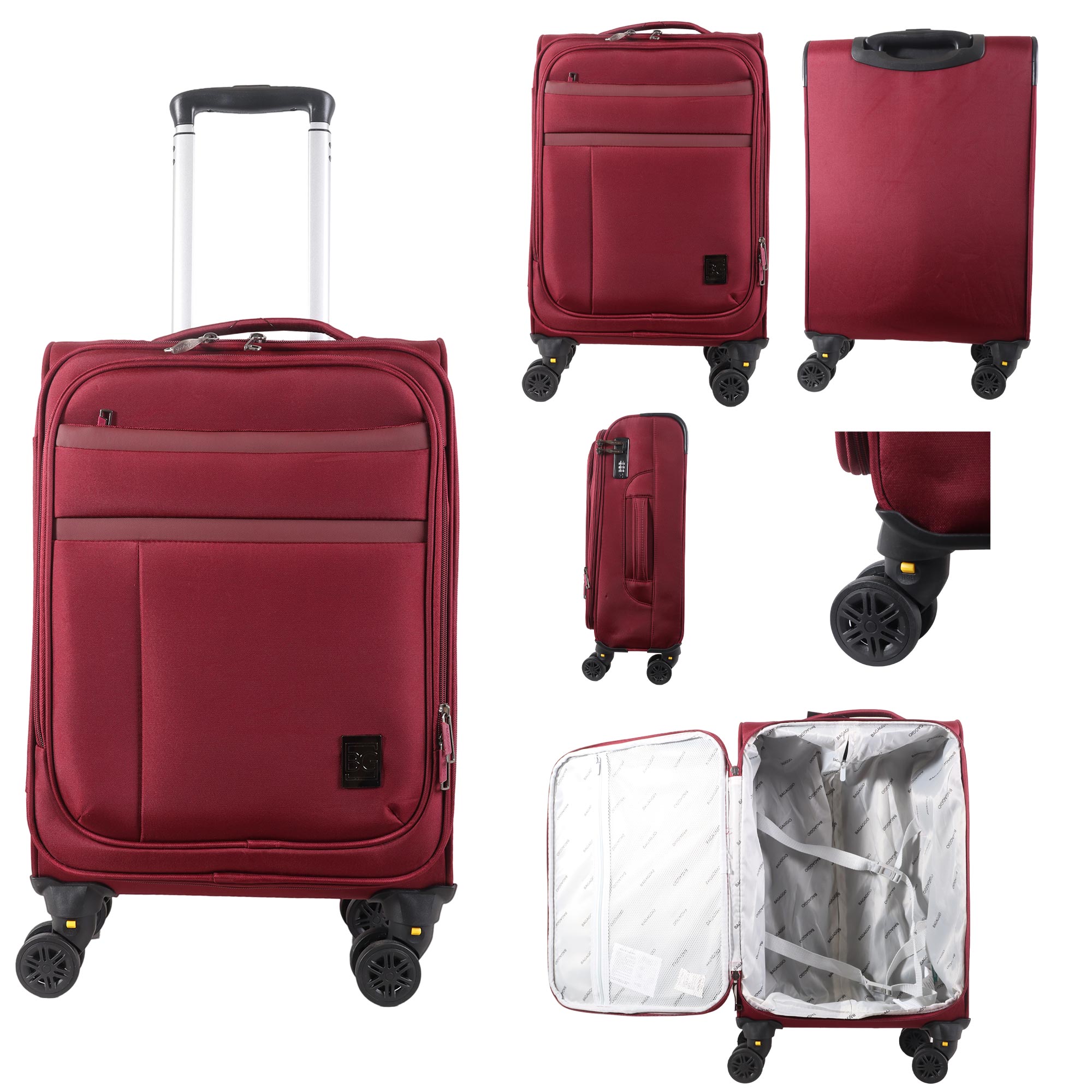 VINHO-0018630 BURGUNDY TRAVEL TROLLEY SUITCASE