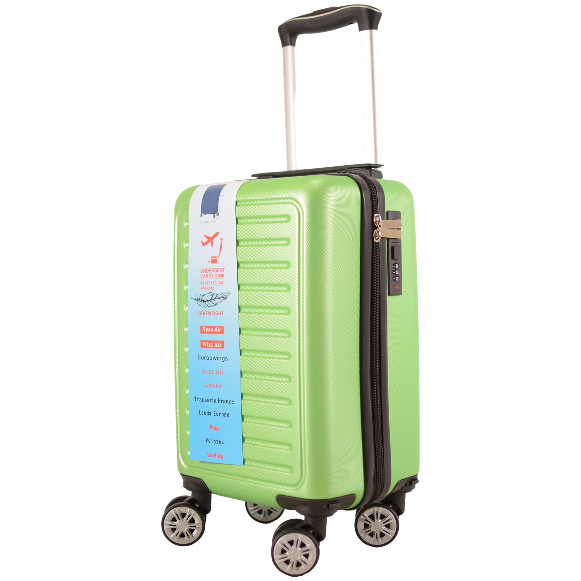 T-HC-US-1615 LIME GREEN UNDER-SEAT CABIN-SIZE TRAVEL TROLLEY - Image 2