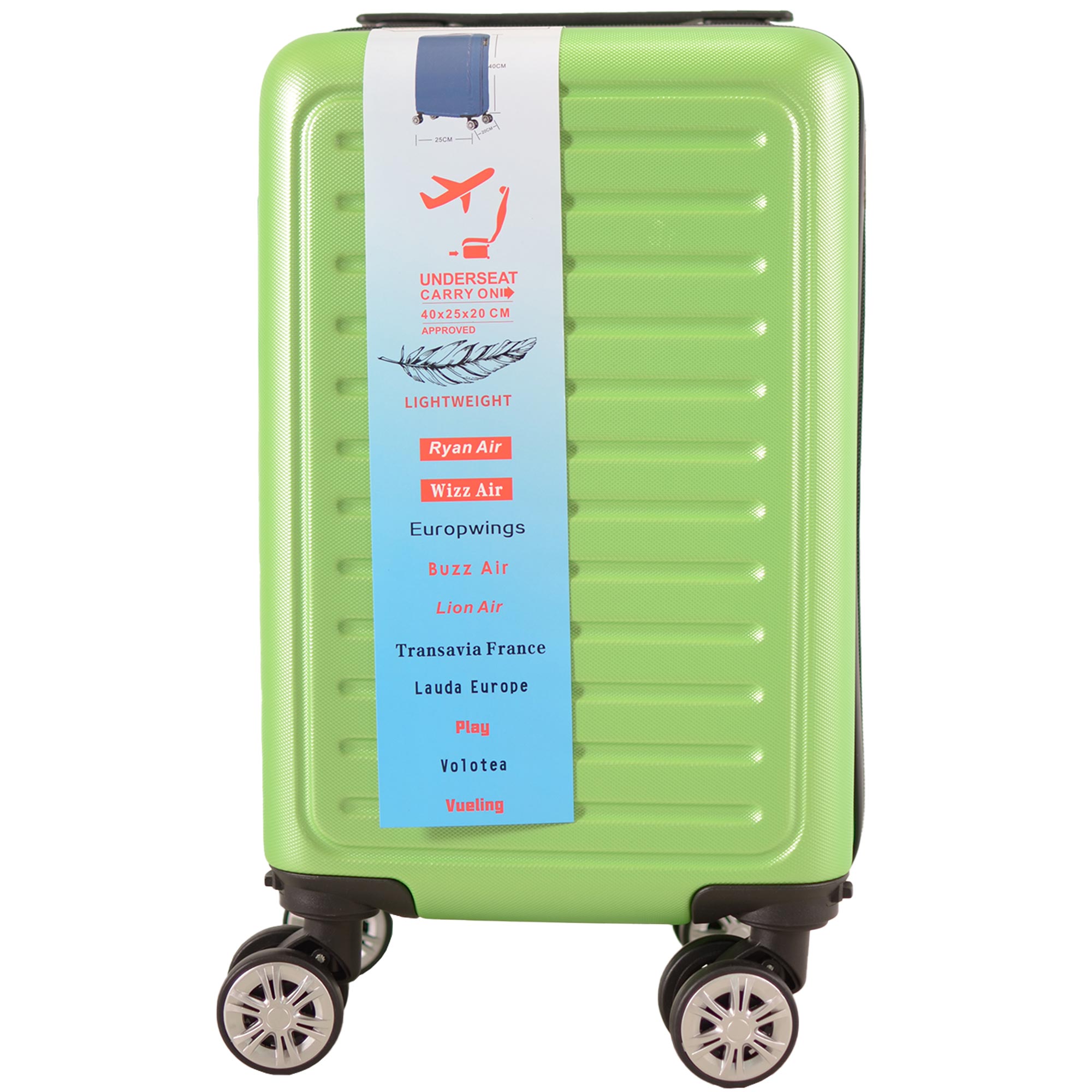 T-HC-US-1615 LIME GREEN UNDER-SEAT CABIN-SIZE TRAVEL TROLLEY - Image 3